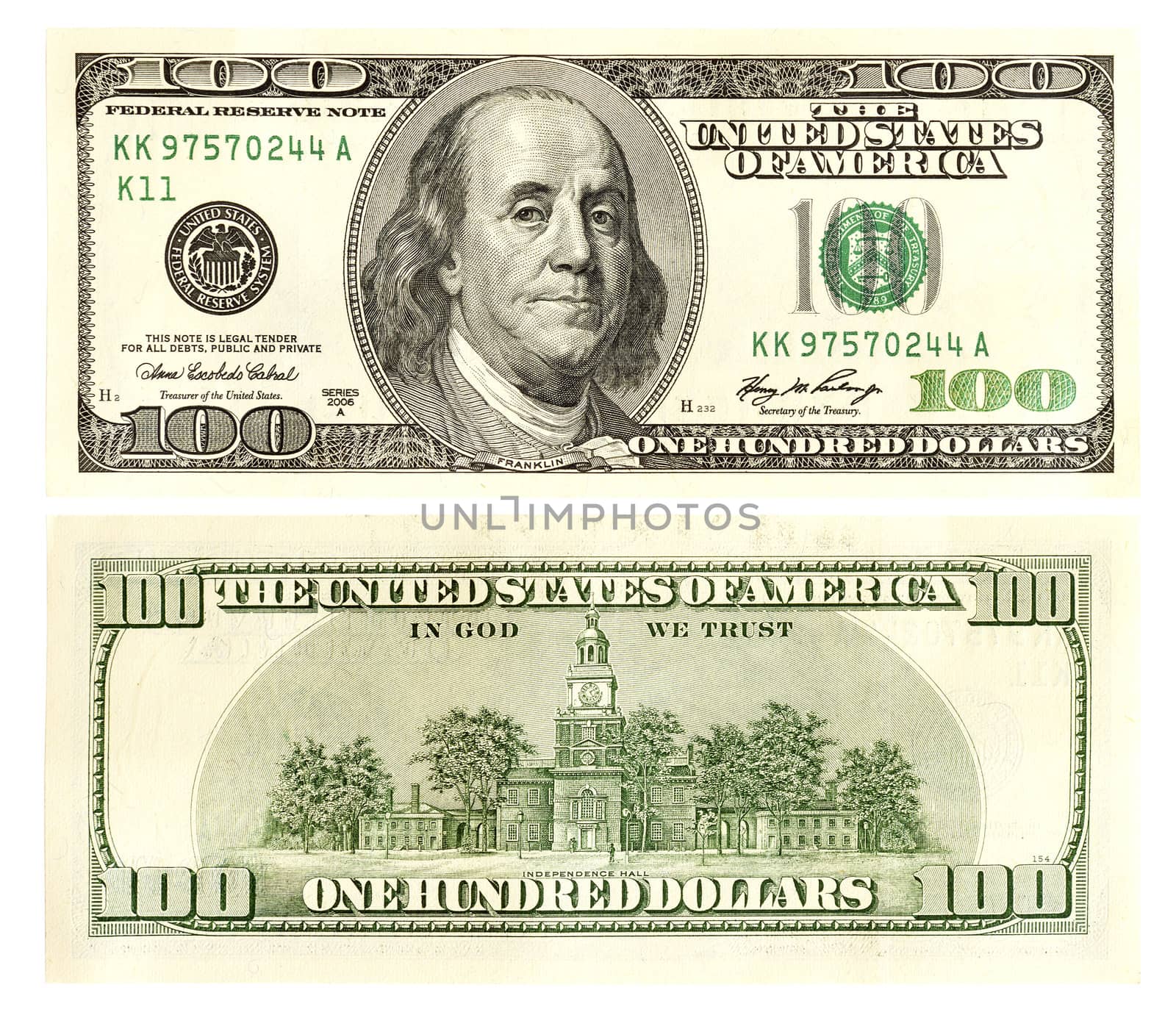 One hundred dollars front and back