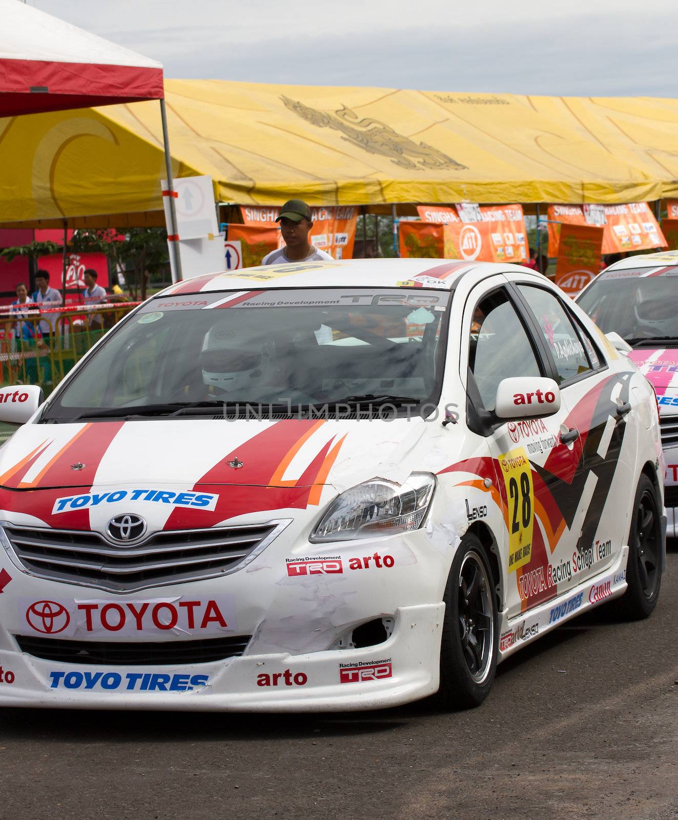 NAKHONRATCHASIMA, THAILAND-SEPTEMBER 02 :Drive by P.Apichaya in  Competition " Toyota One Make Race 2012 " Round 4  Championship of Thailand, on SEPTEMBER 02, 2012   at Sport Complex in Nakhonratchasima, Thailand