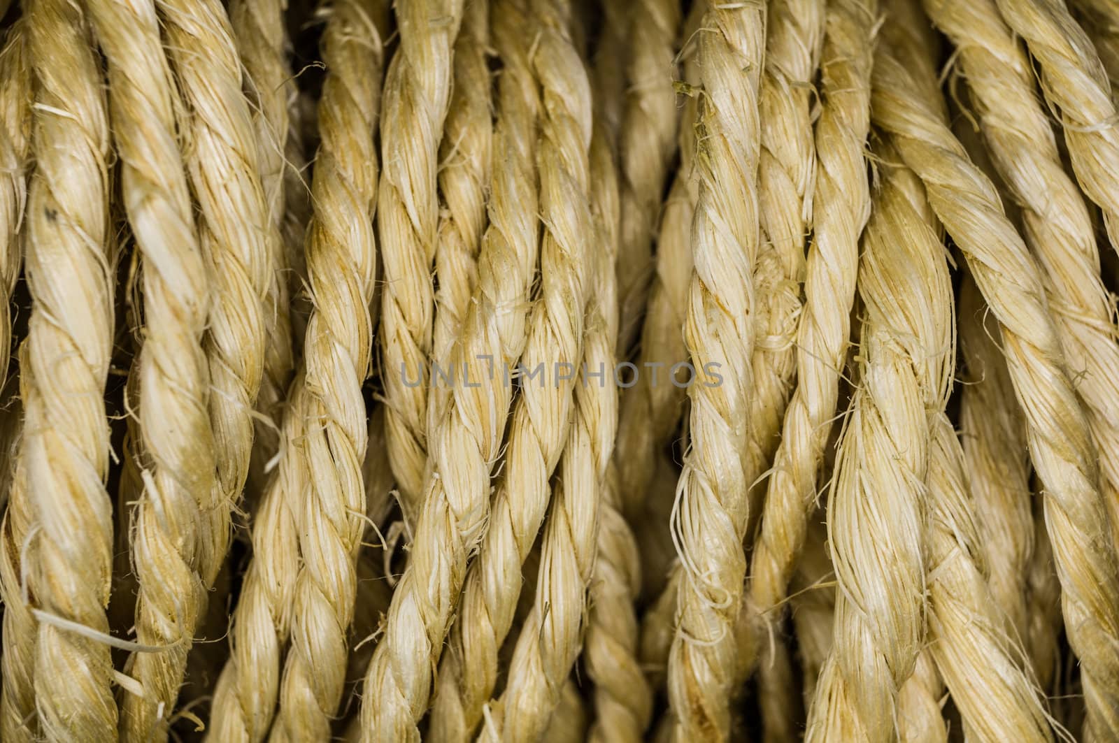 Close up of yellow natural fiber string