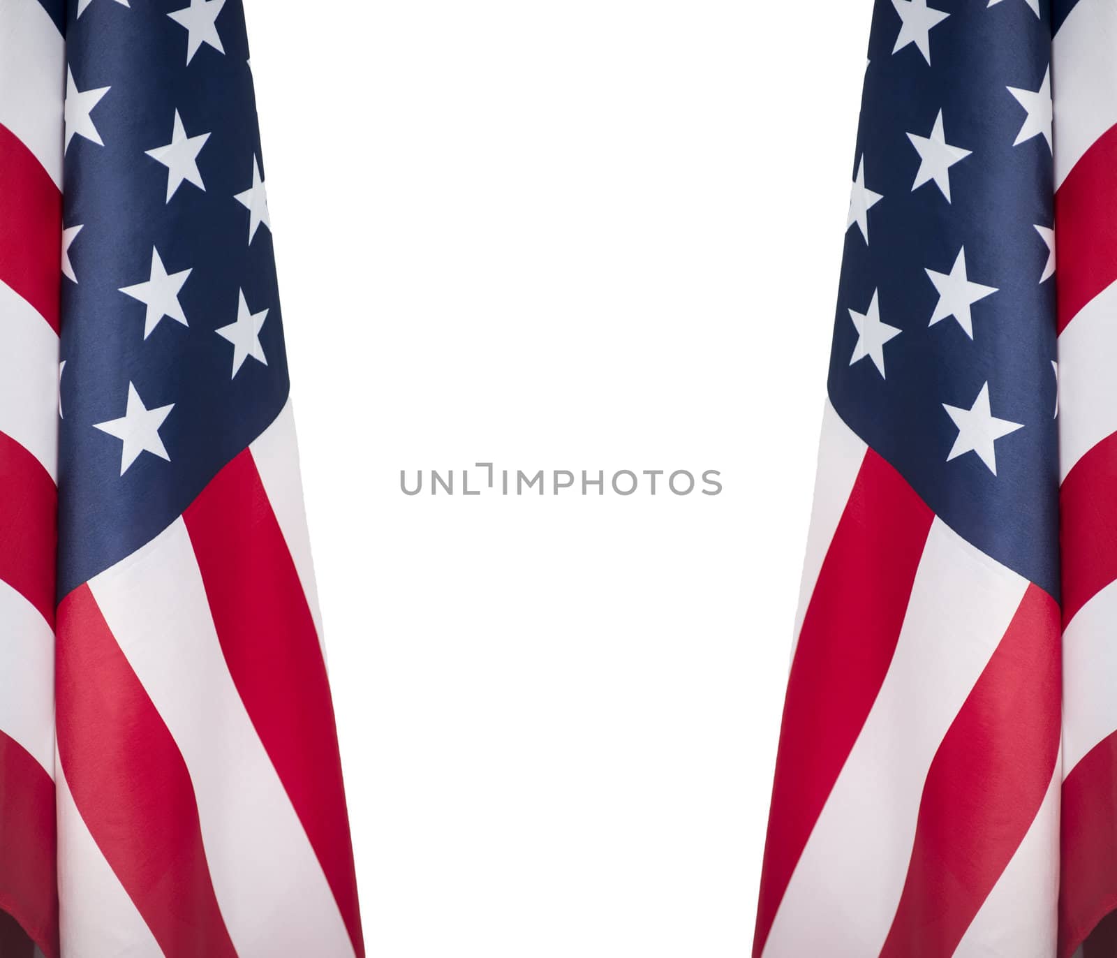 American flag shot by itself on white.