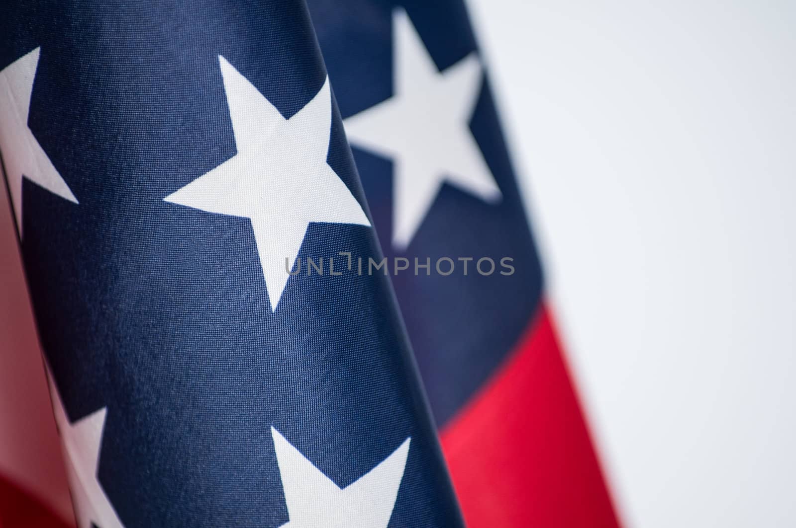 American flag shot by itself on white.