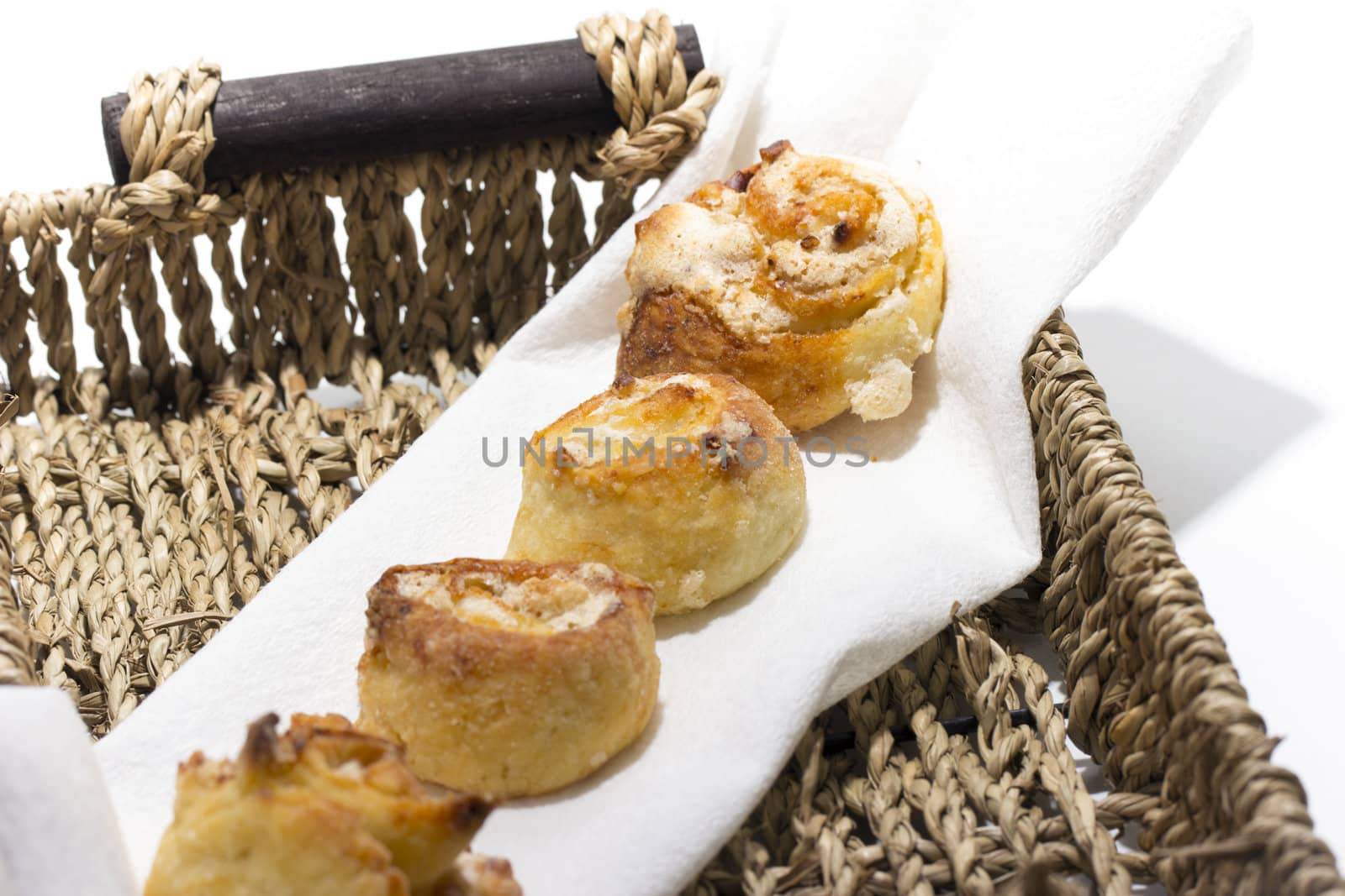 Homemade Cookies in a basket on a white background