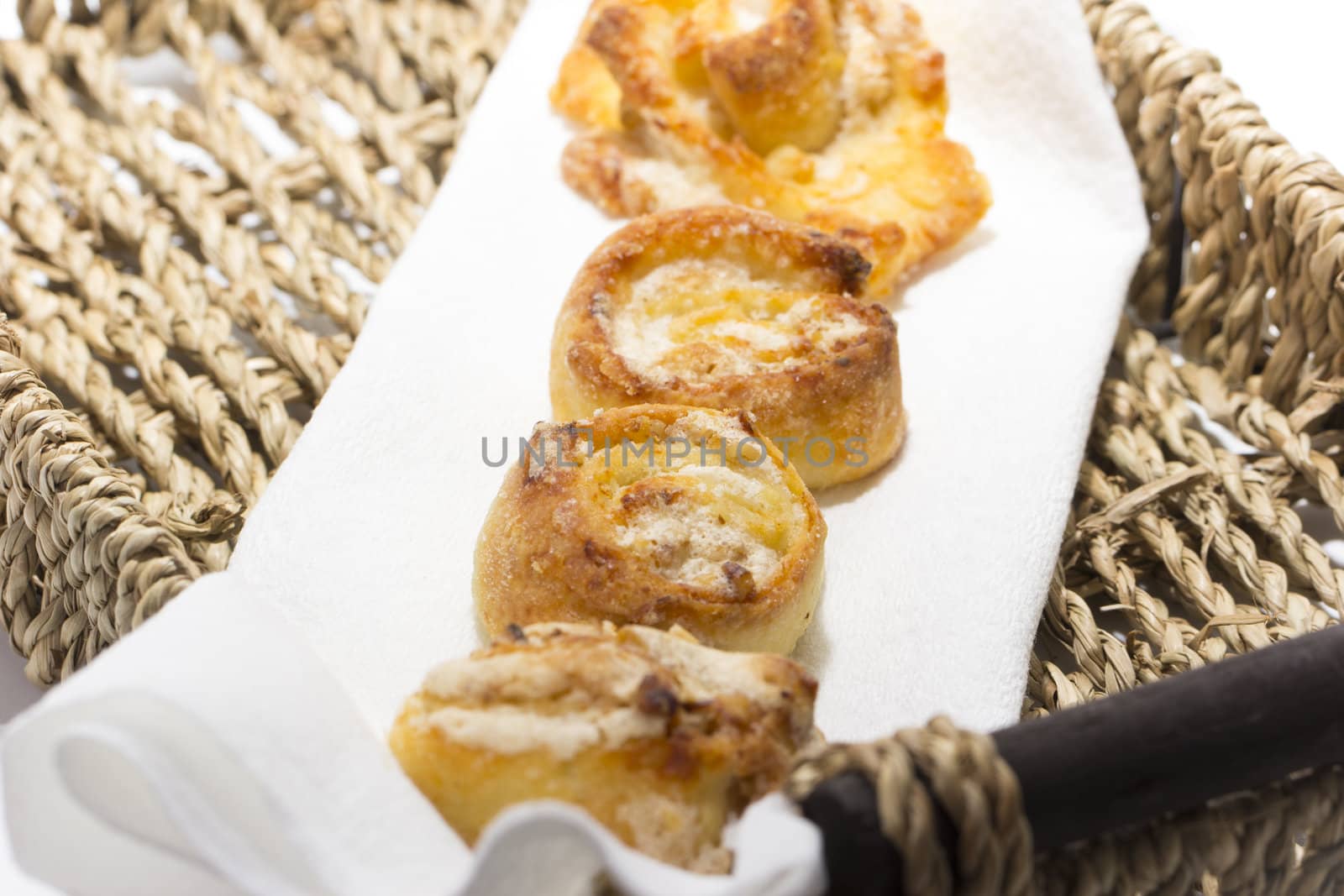 Homemade Cookies in a basket on a white background