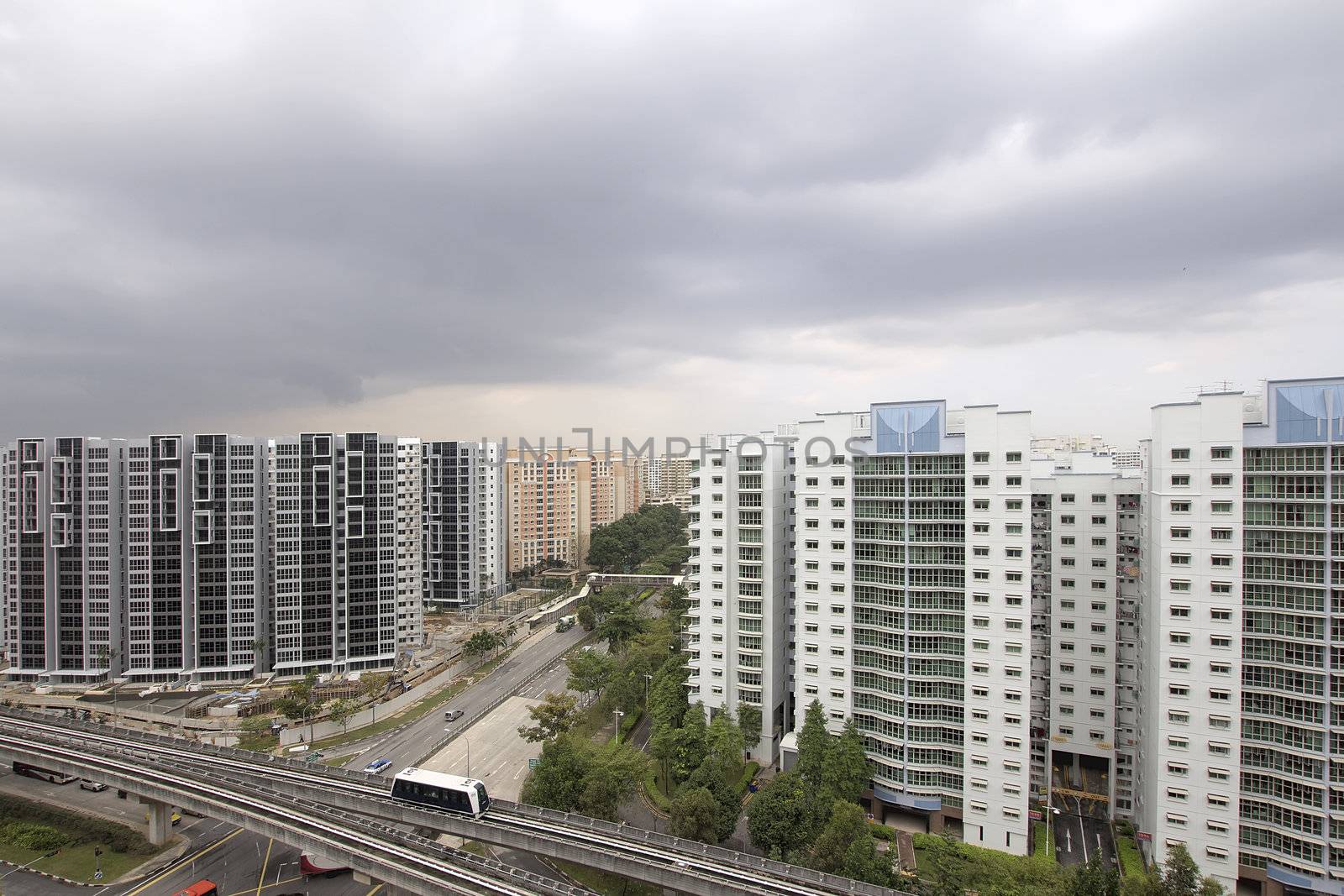 Singapore Planned Community with Private and Government Public Housing and Transportation
