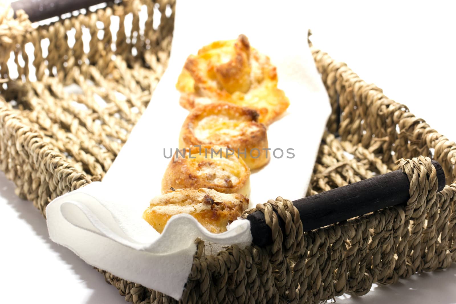 Homemade Cookies in a basket on a white background