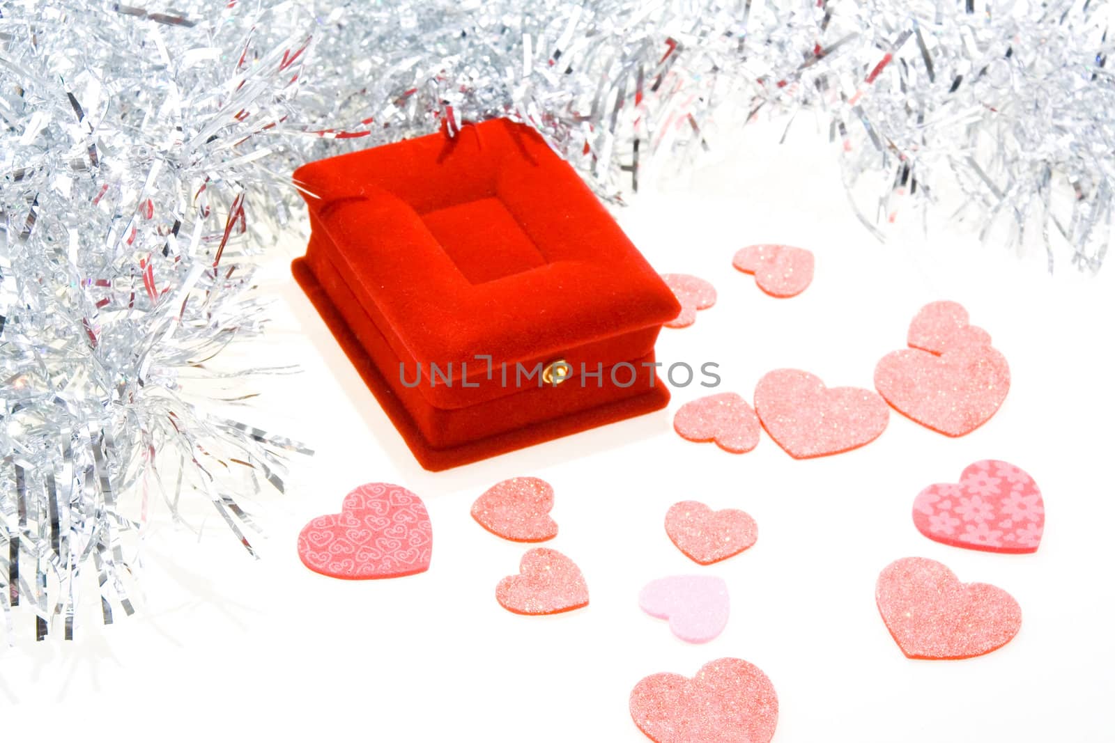 Red beautiful luxury gift box on white background