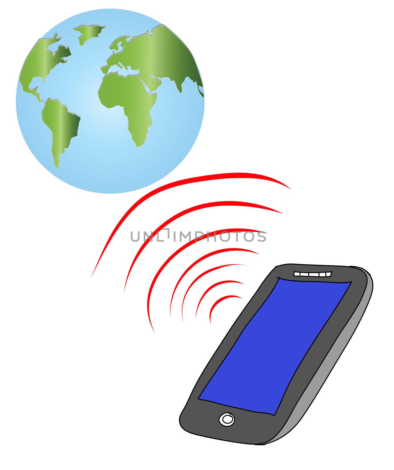 smart phone connect to globe,telecommunica tion concept