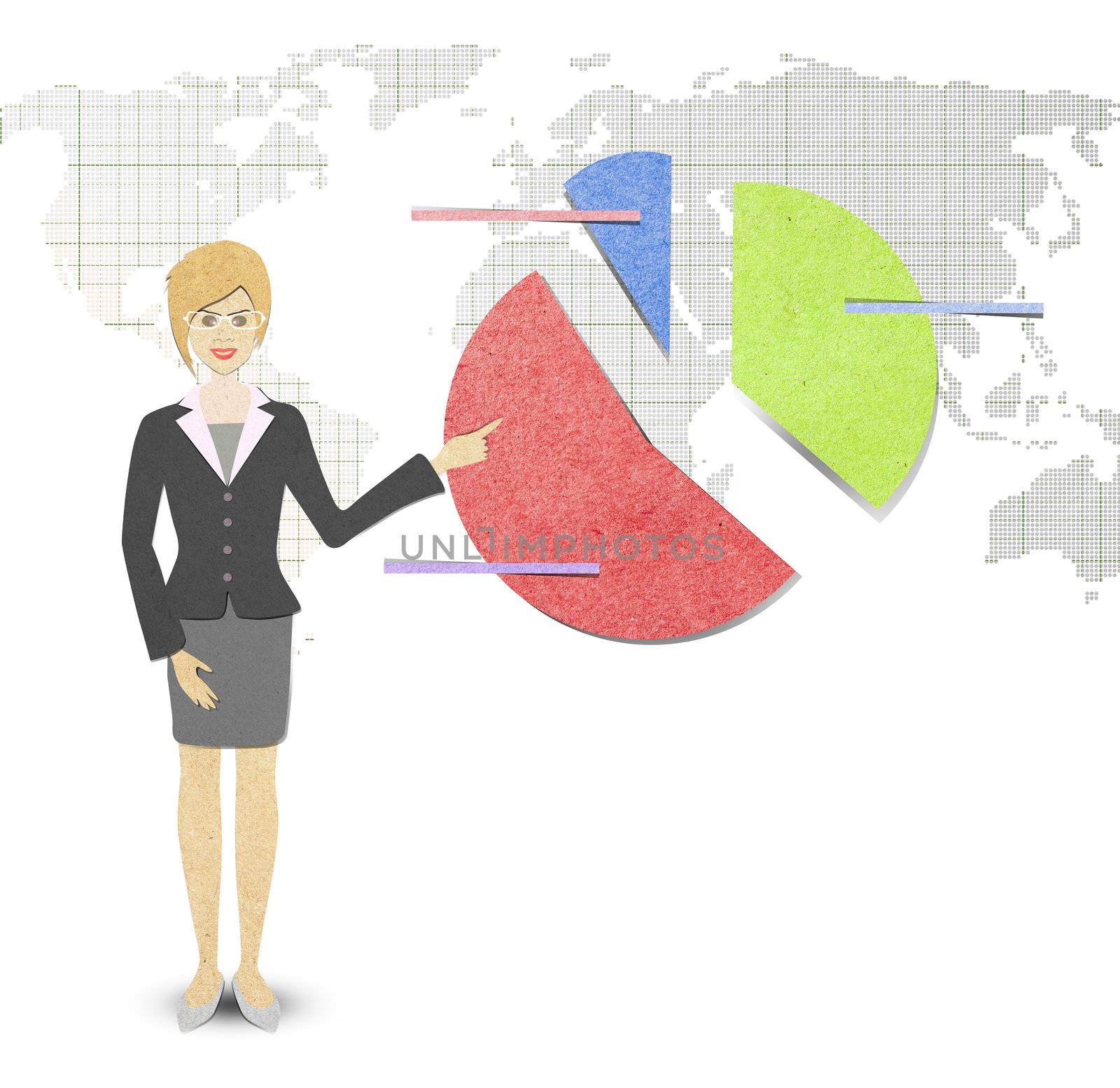 Business Woman papercraft  of a graph showing  by rufous