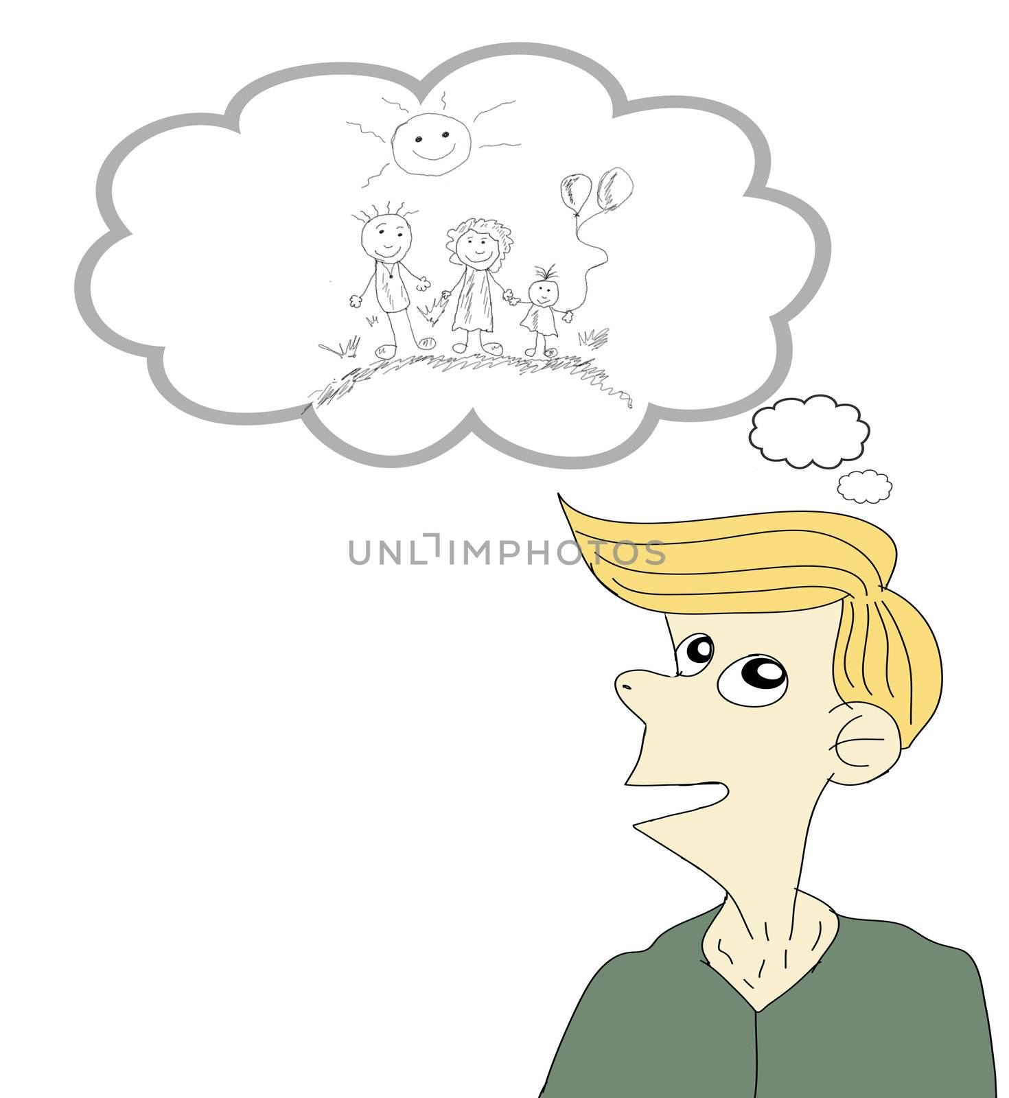 thinking Family with speech bubble by rufous