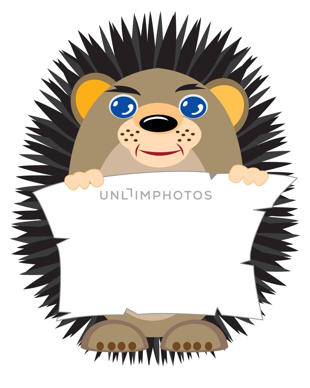 Hedgehog with clean sheet of paper in hand by cobol1964
