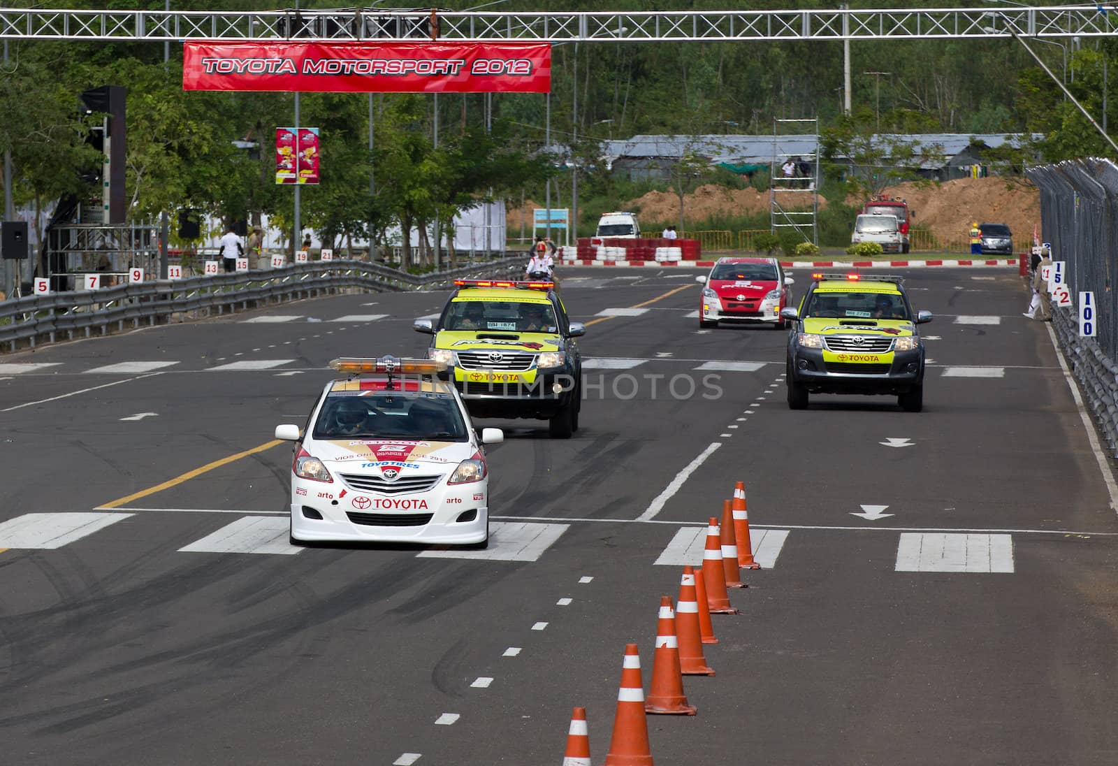 NAKHONRATCHASIMA, THAILAND-SEPTEMBER 02 : Competition " Toyota One Make Race 2012 " Round 4  Championship of Thailand, on SEPTEMBER 02, 2012   at Sport Complex in Nakhonratchasima, Thailand