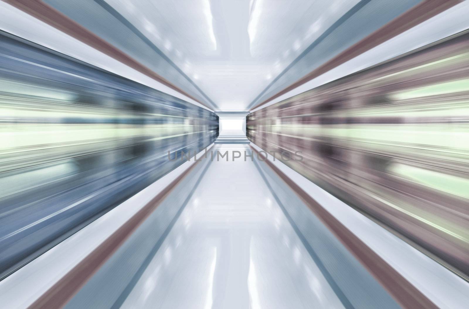 motion blur outdoor of high speed train in subway