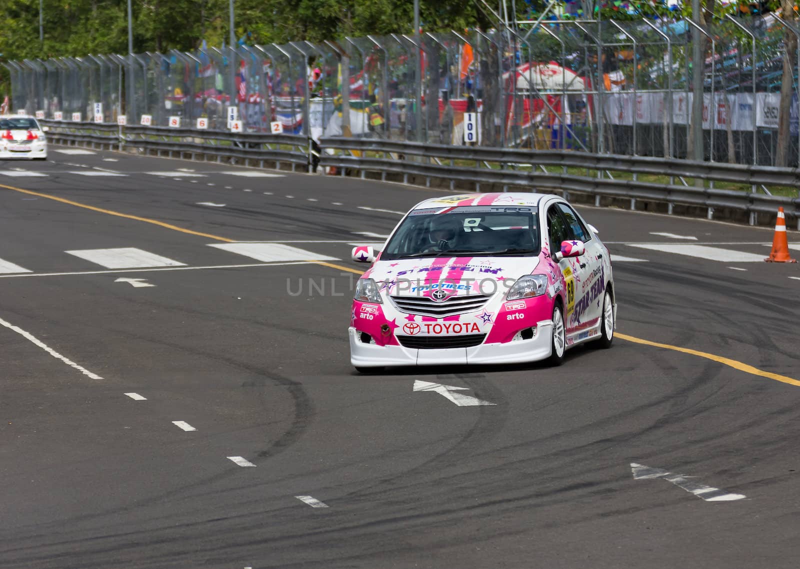 NAKHONRATCHASIMA, THAILAND-SEPTEMBER 02 : Competition " Toyota One Make Race 2012 " Round 4  Championship of Thailand, on SEPTEMBER 02, 2012   at Sport Complex in Nakhonratchasima, Thailand