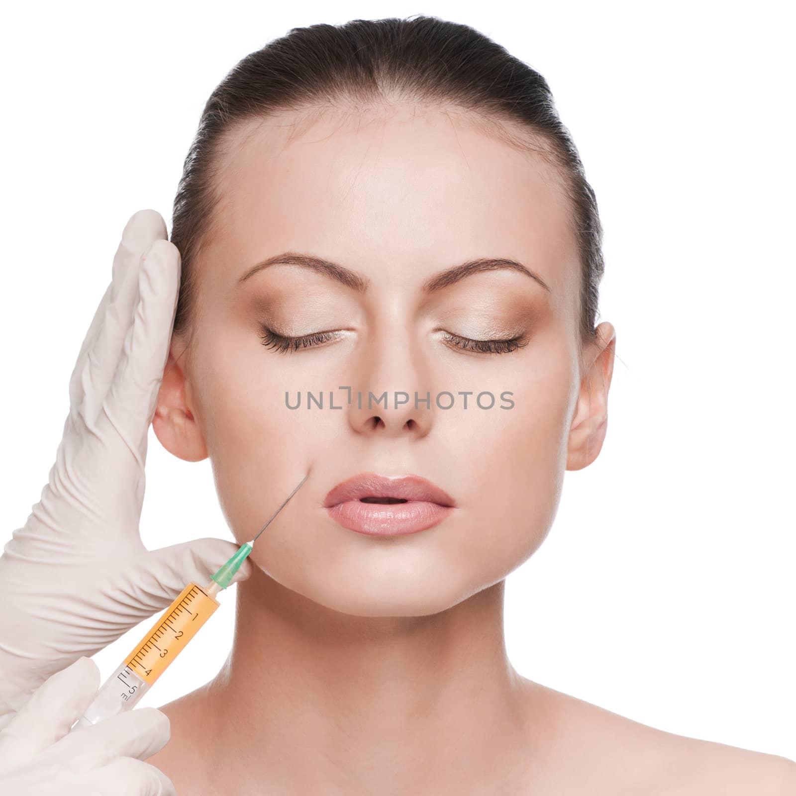 Cosmetic botox injection in the beauty face by markin