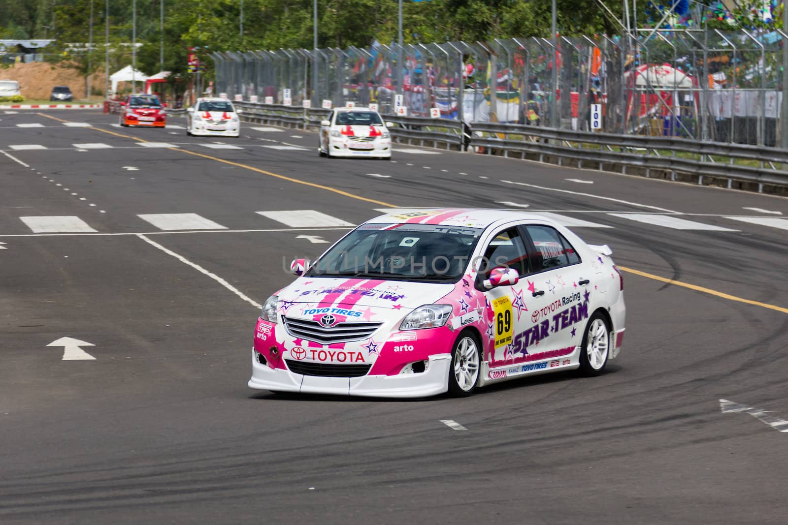 NAKHONRATCHASIMA, THAILAND-SEPTEMBER 02 : Competition " Toyota One Make Race 2012 " Round 4  Championship of Thailand, on SEPTEMBER 02, 2012   at Sport Complex in Nakhonratchasima, Thailand