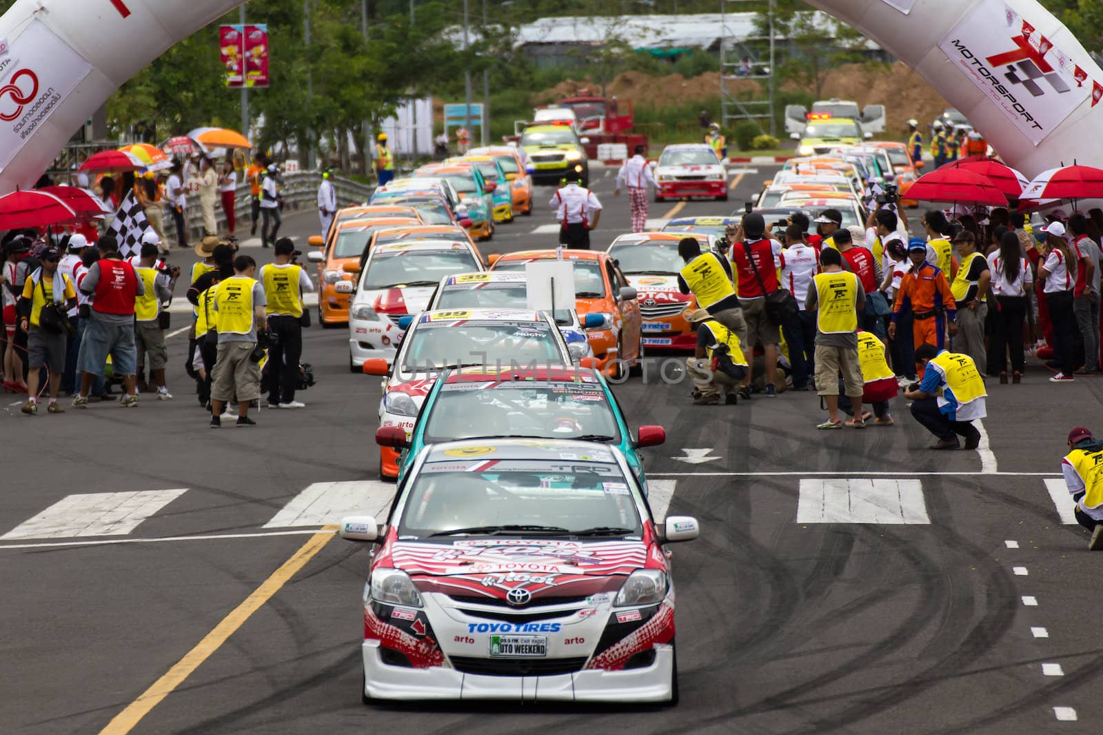 NAKHONRATCHASIMA, THAILAND-SEPTEMBER 02 : Competition " Toyota One Make Race 2012 " Round 4  Championship of Thailand, on SEPTEMBER 02, 2012   at Sport Complex in Nakhonratchasima, Thailand
