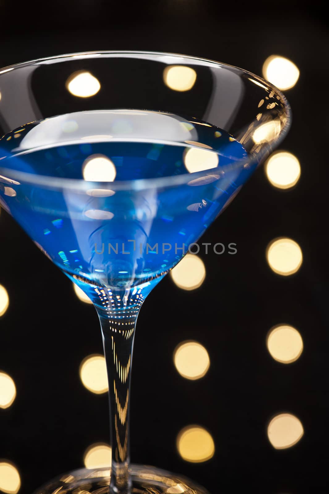 Blue Martini cocktail in an disco setting