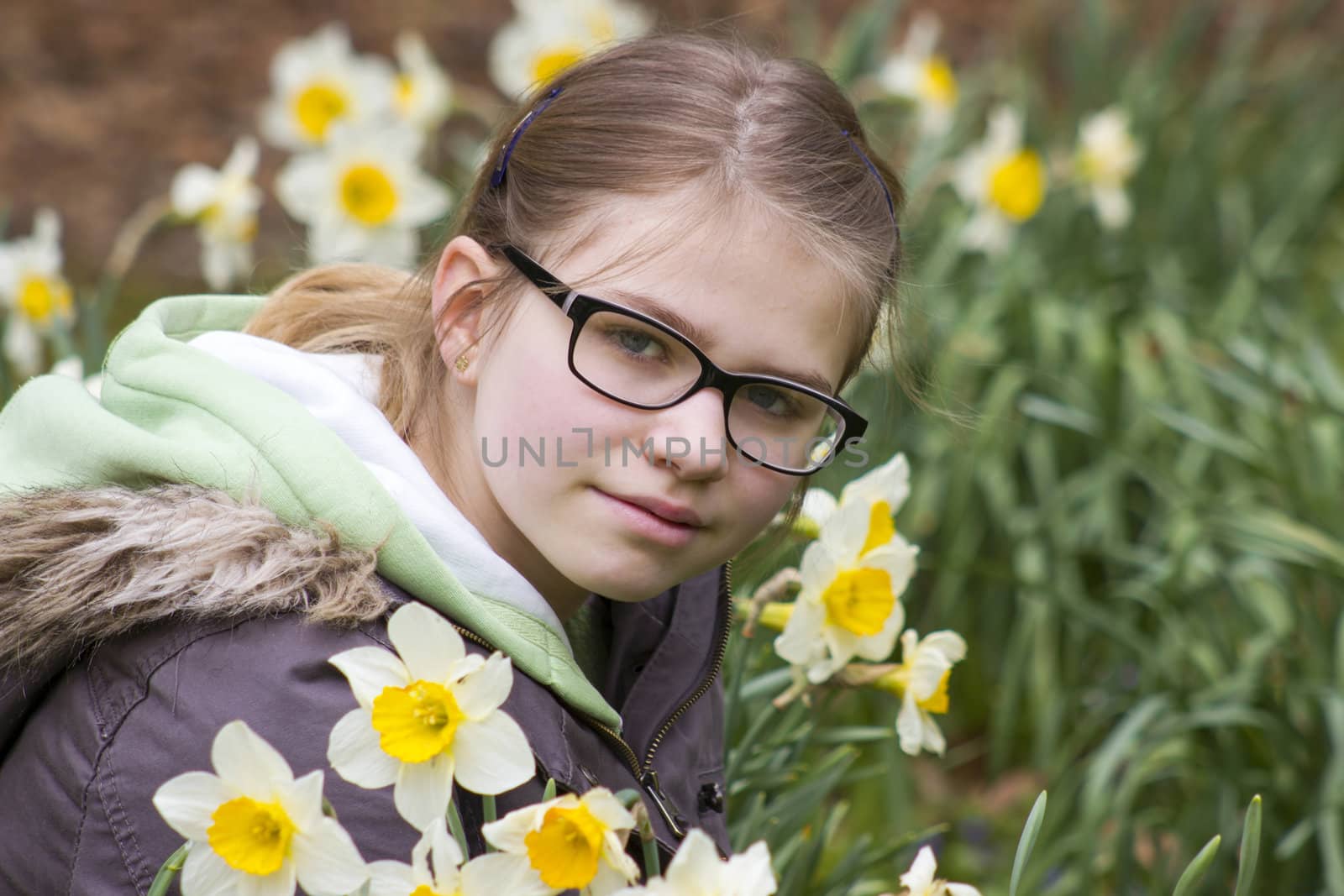 young girl in spring park