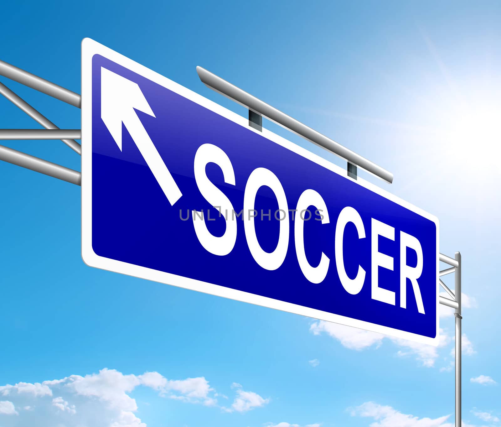 Illustration depicting a sign with a soccer concept.