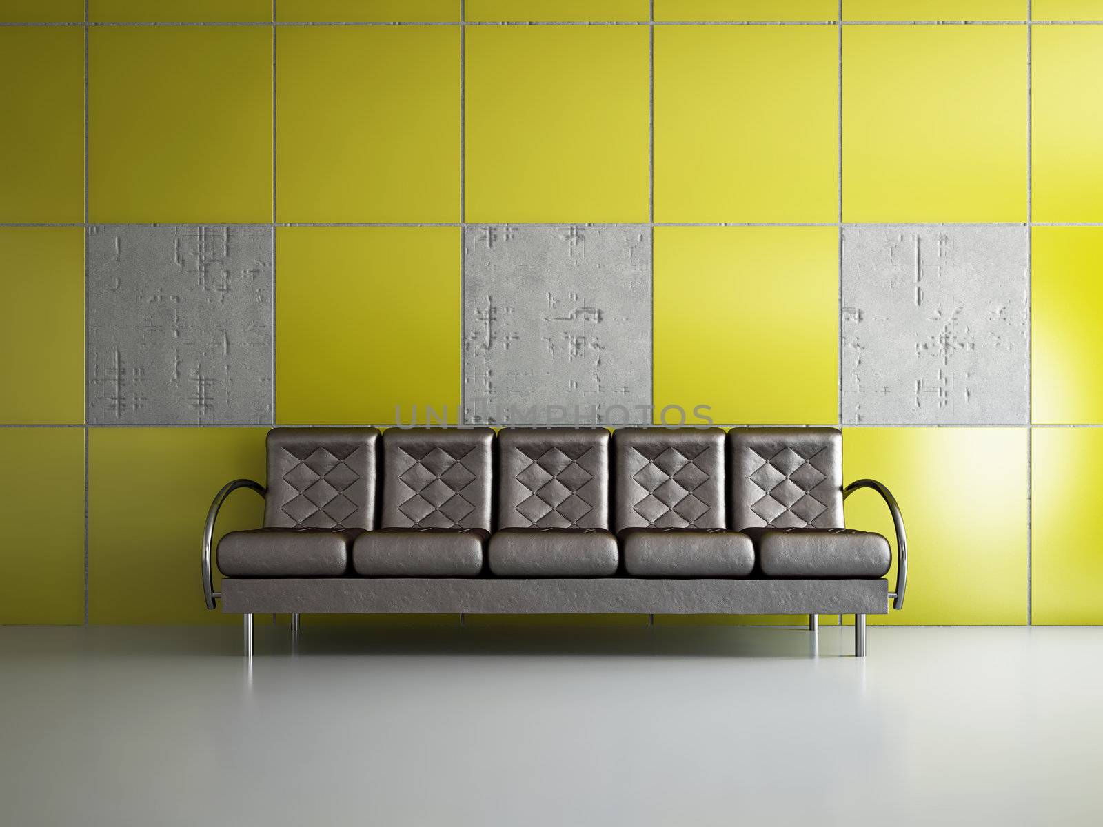 Livingroom with sofa near the wall
