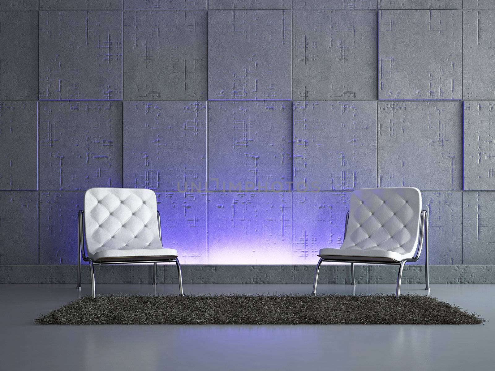 Livingroom with chairs near the wall