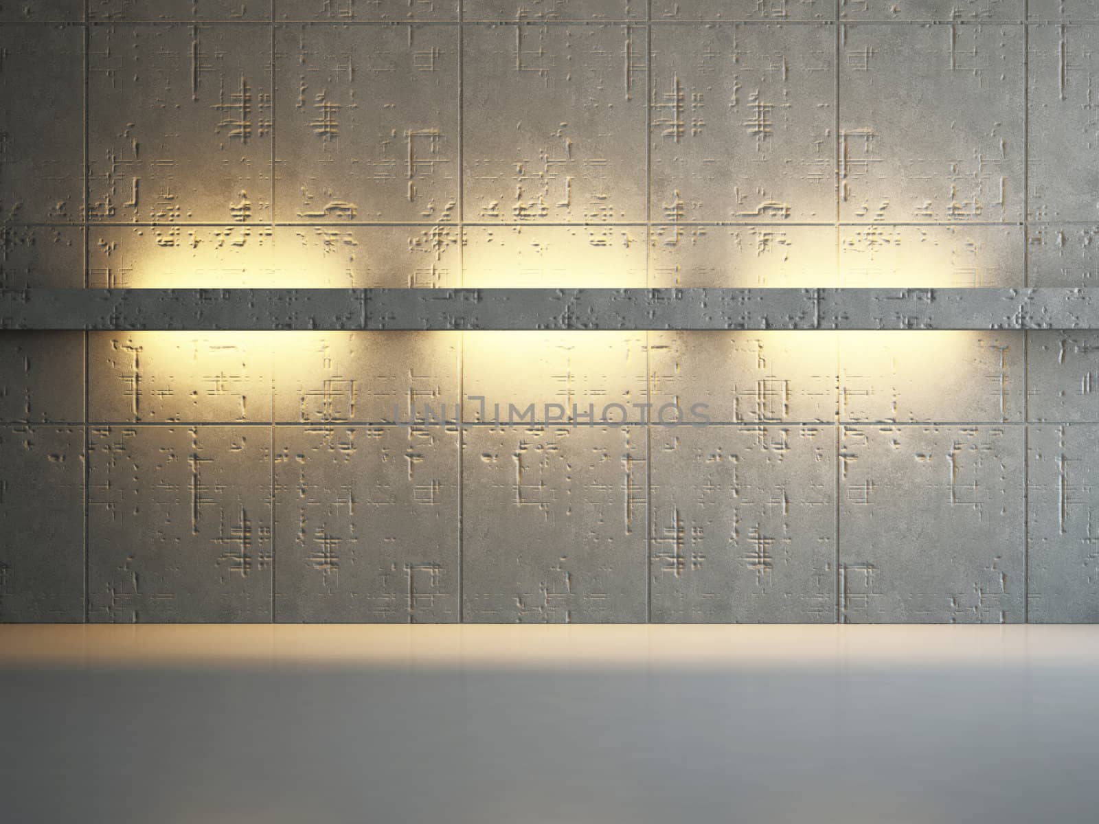 The old concrete wall with bright lighting