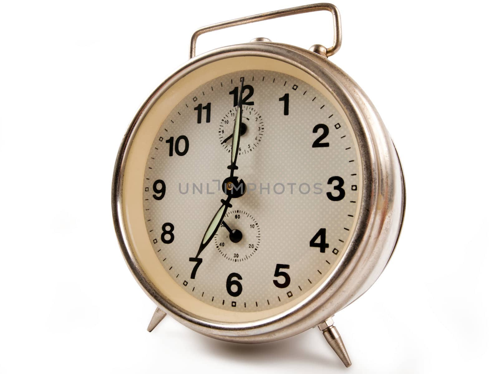 old alarm clock isolated on white background