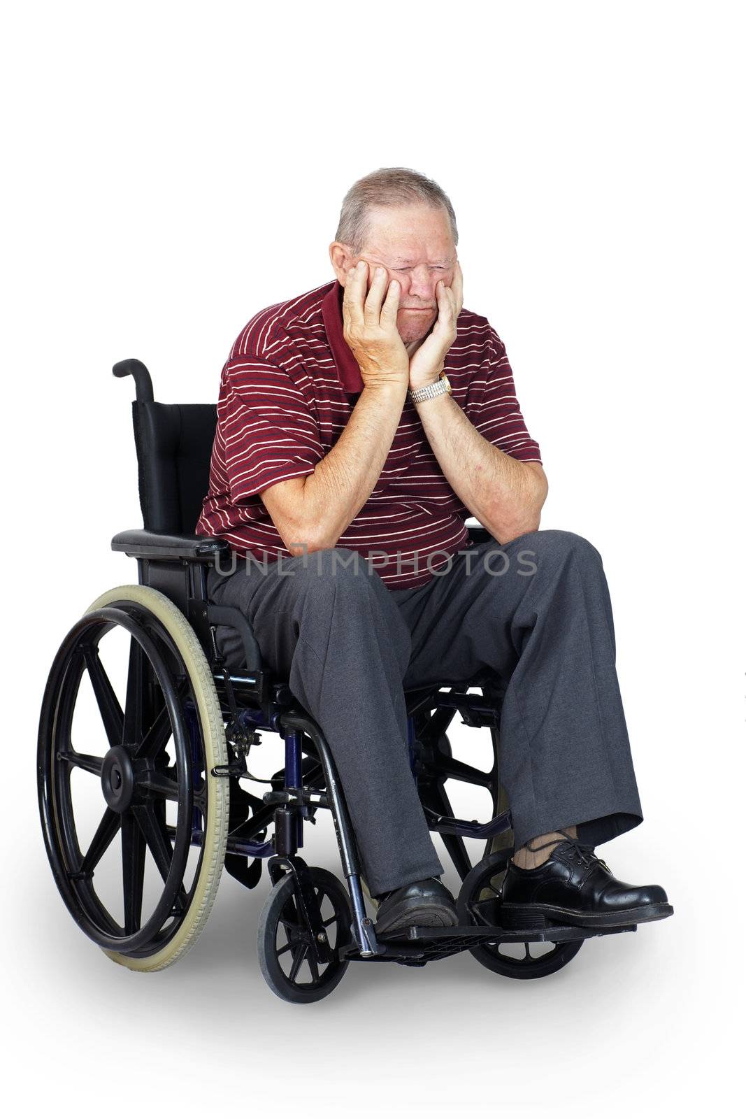 Sad senior in wheelchair by Mirage3