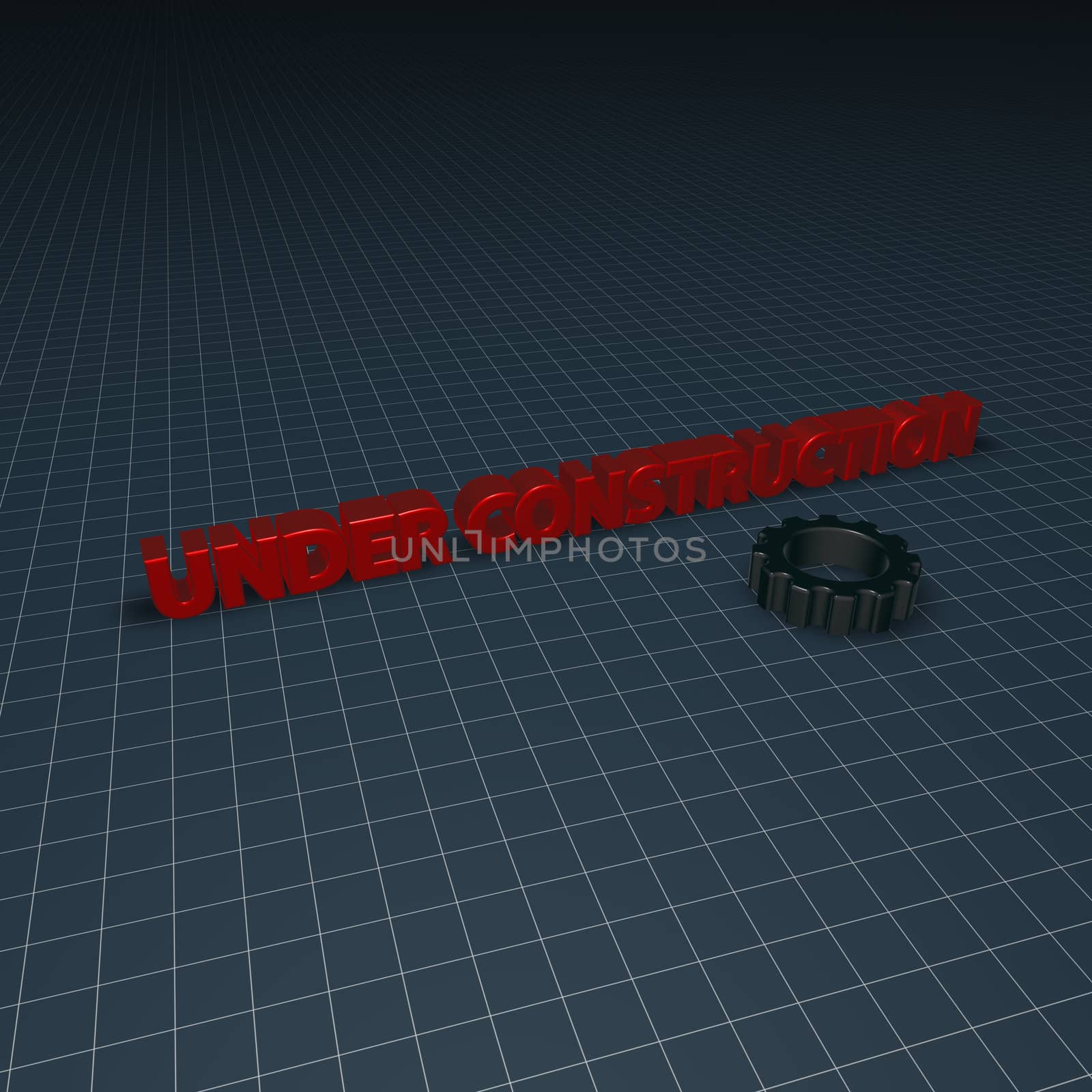 under construction text and gear wheel - 3d illustration