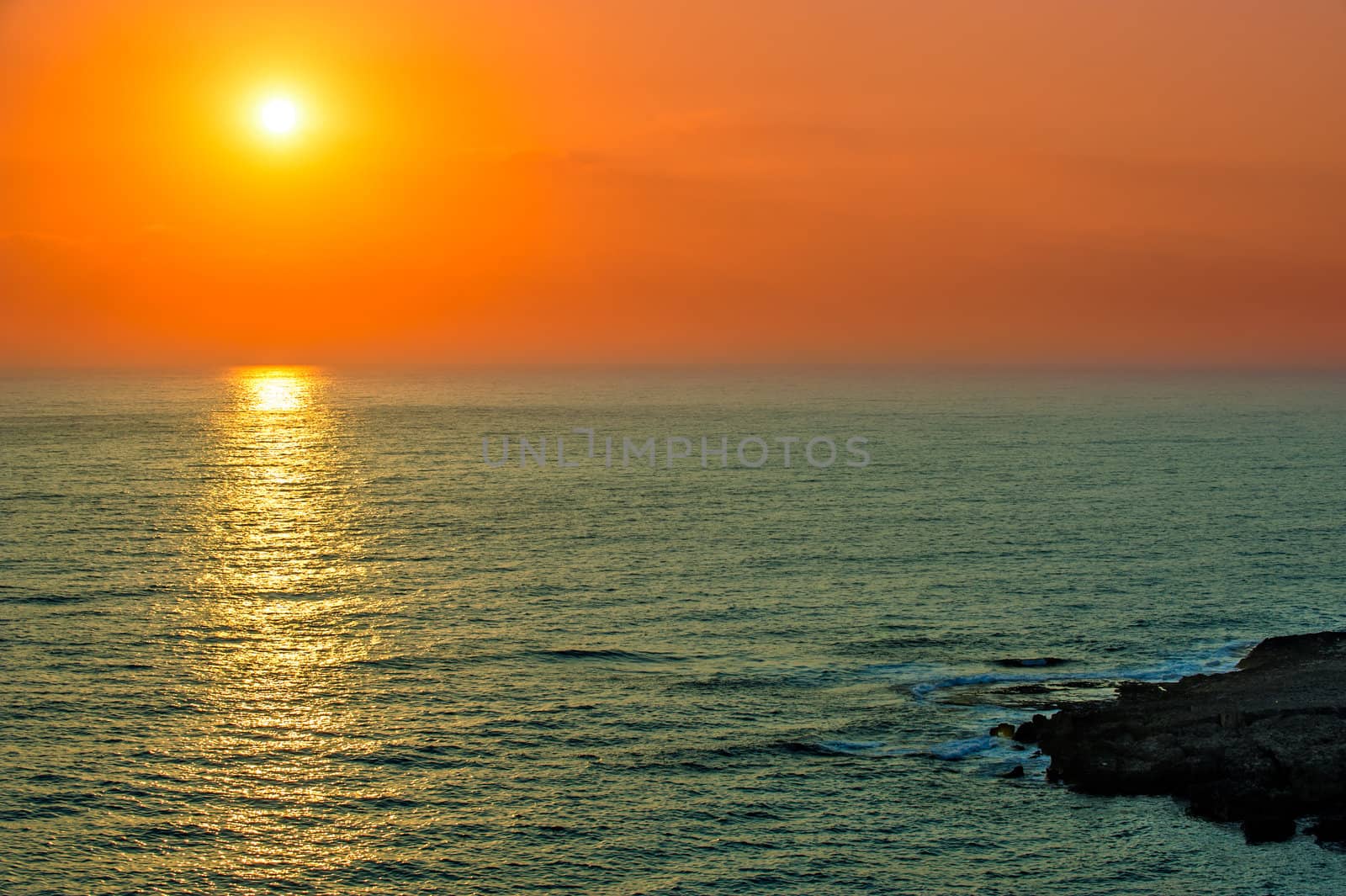 Orange sunset over sea