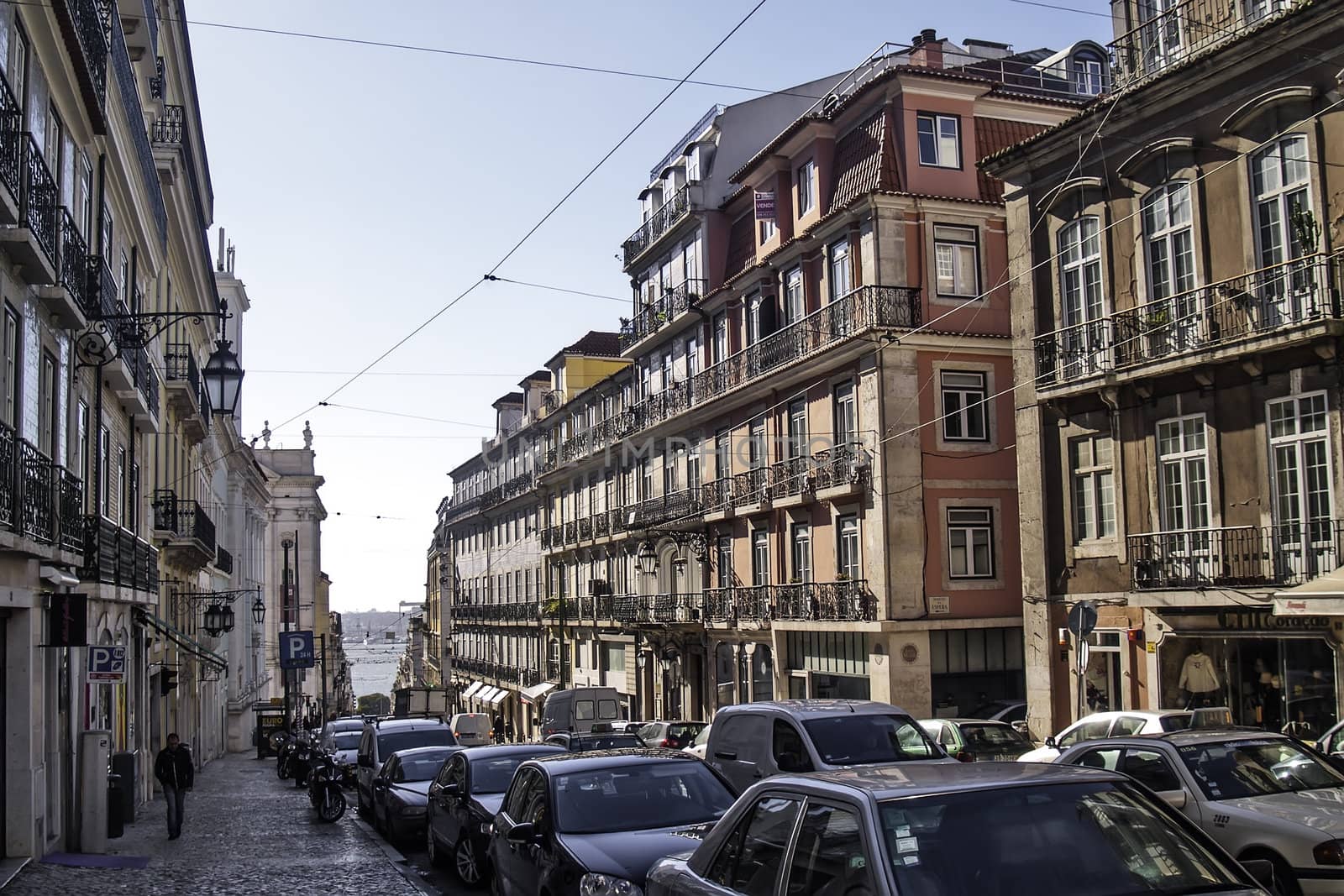 A street at Bairro Alto district in Lisbon
