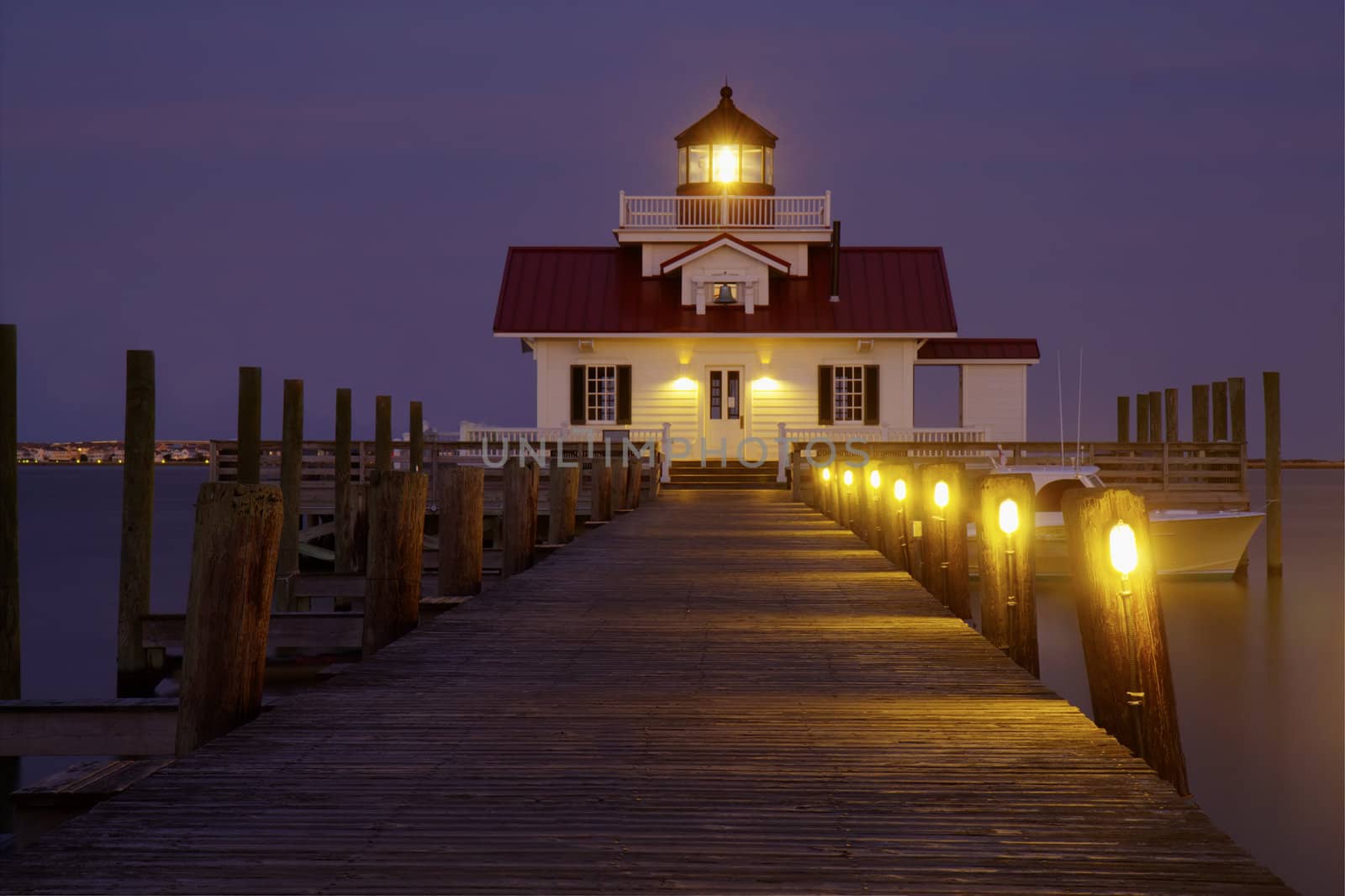 The Roanoke Marshes Lighthouse in Manteo, North Carolina, at dus by sgoodwin4813