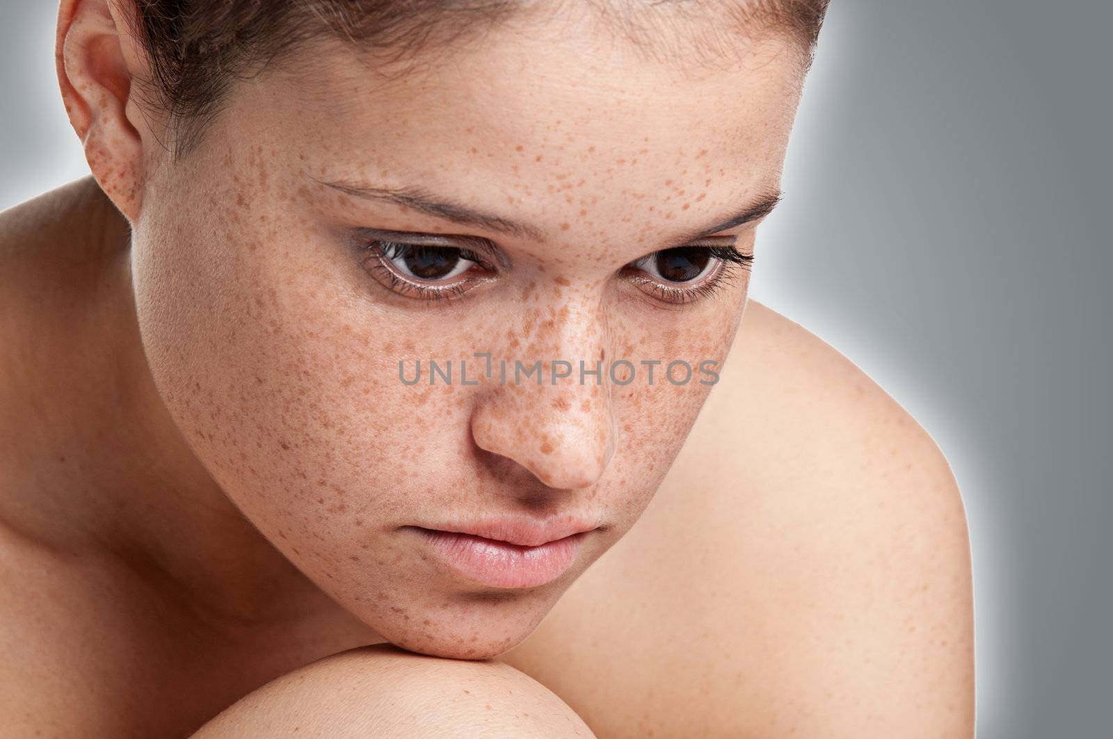 Portrait of young woman isolated on white background