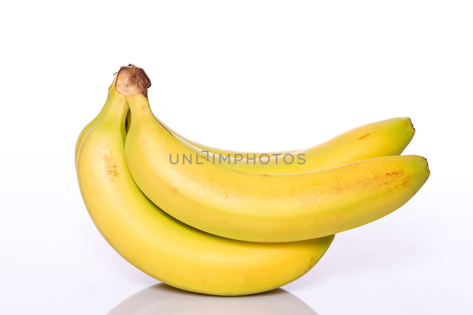 Bunch of bananas on white background close-up