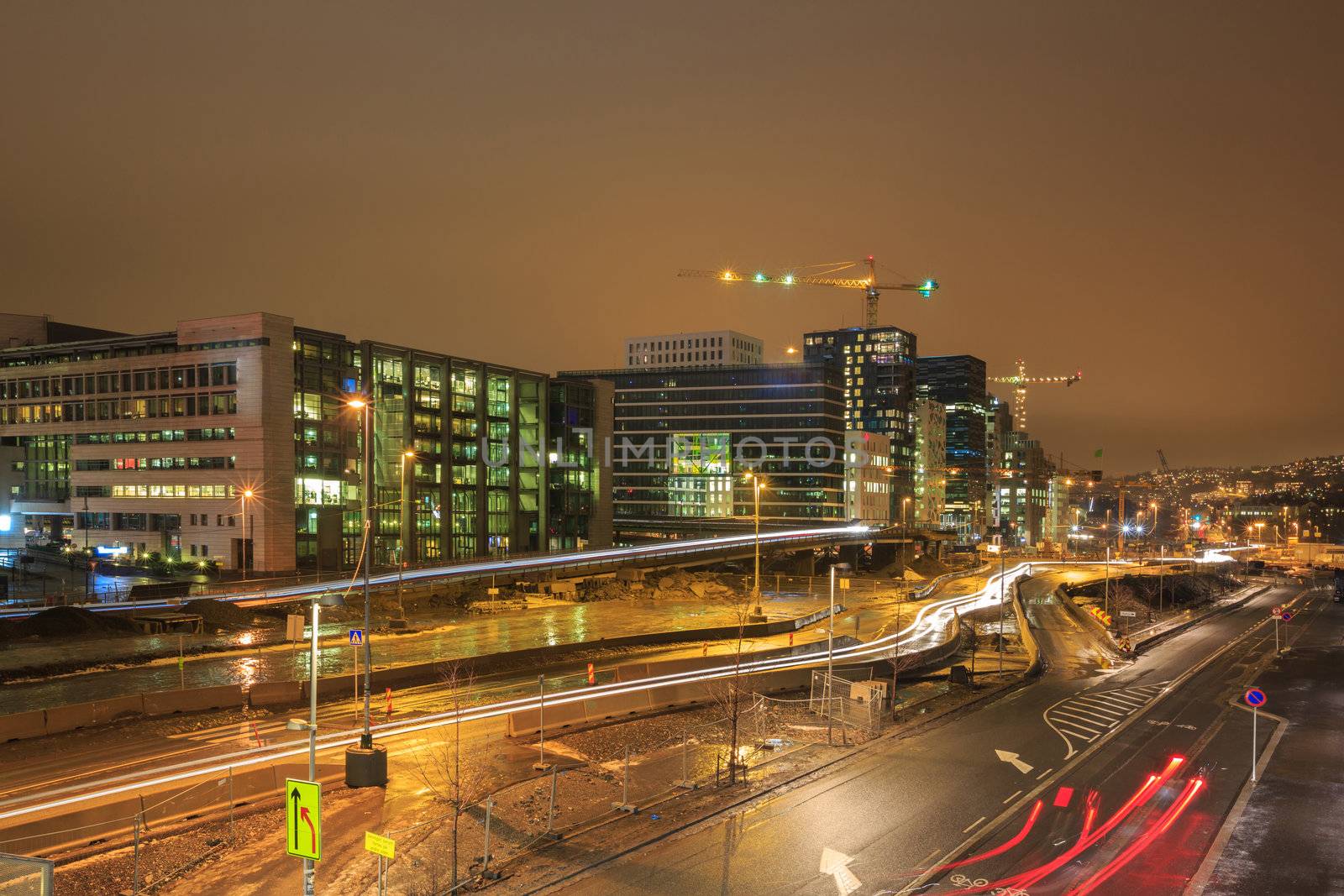 Cotyscape of Oslo Downtown at night Norway
