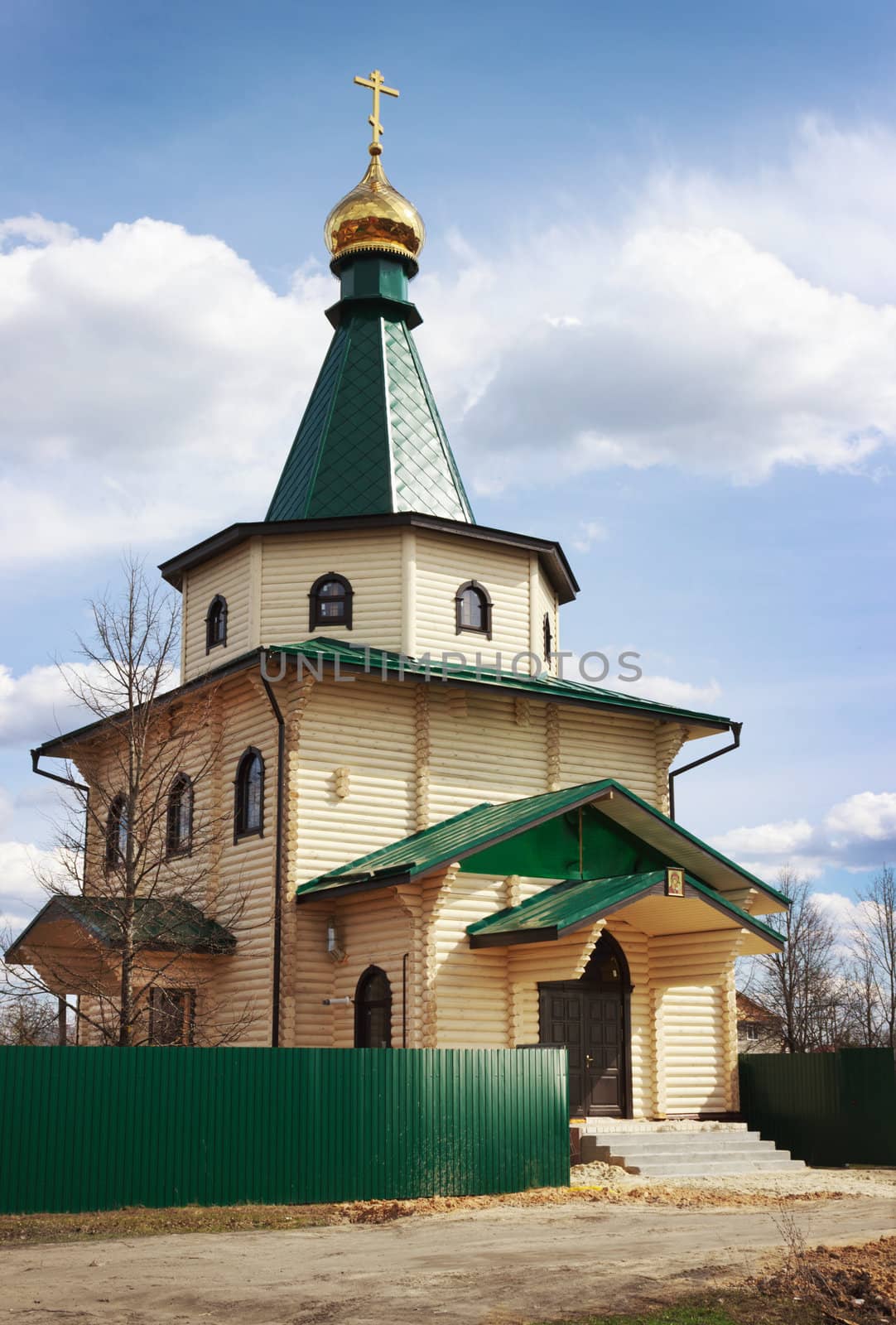 Only just built a wooden church in the village. Russia