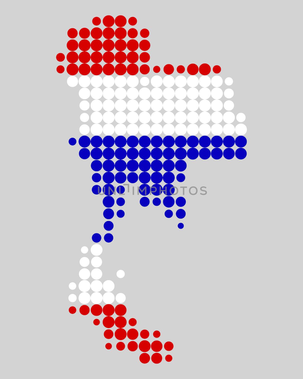 Map and flag of Thailand