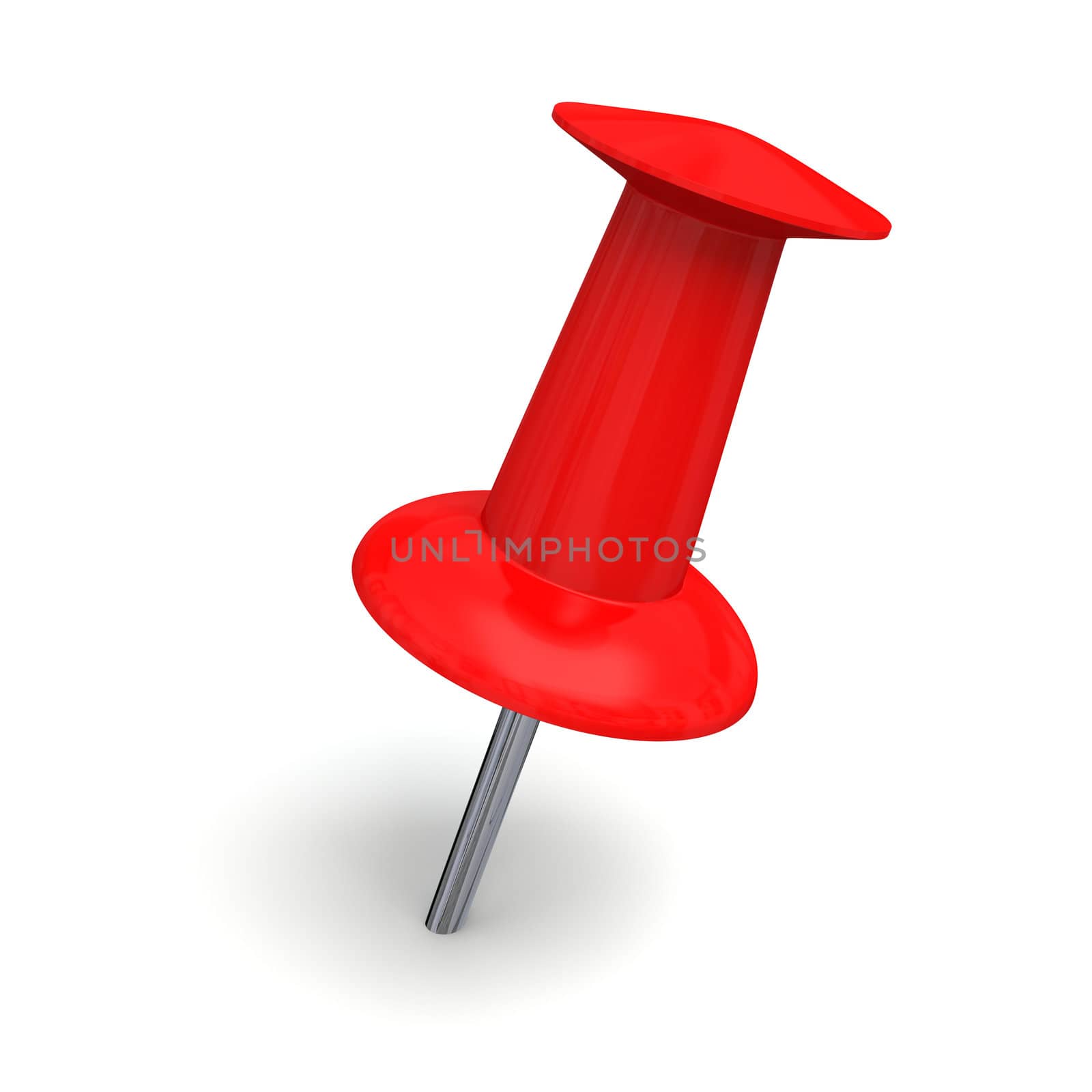 Red pin isolated on white background