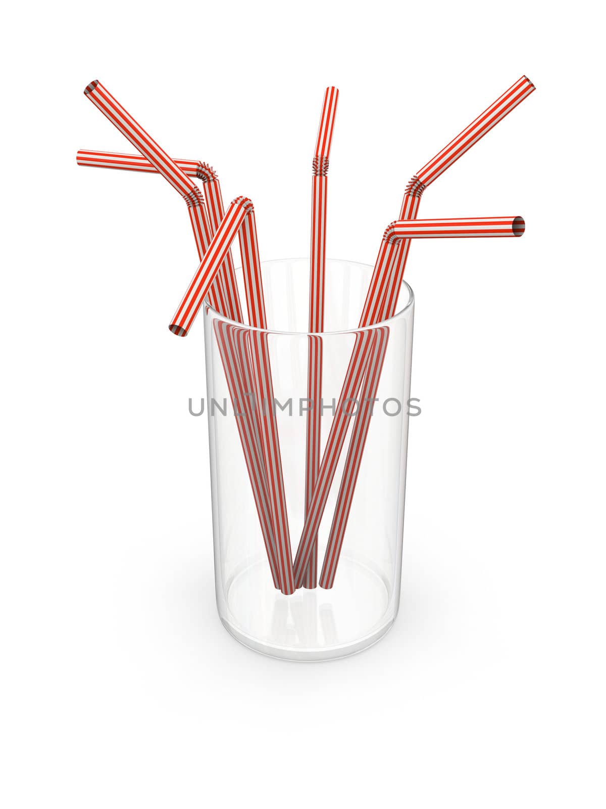 Straws in glass isolated on white background