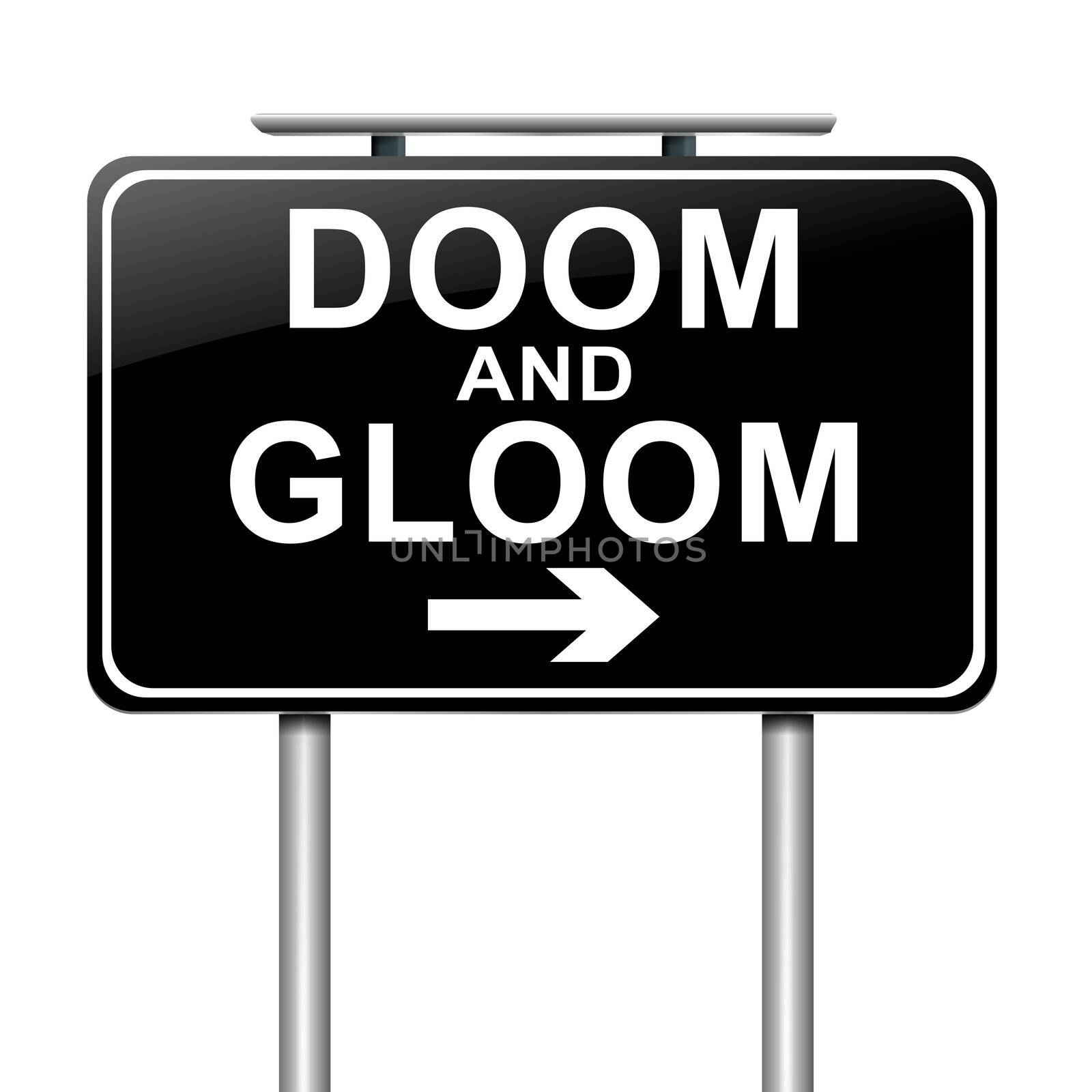 Illustration depicting a sign with a doom and gloom concept.
