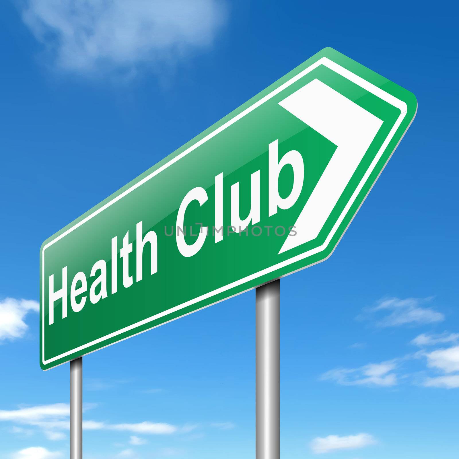 Illustration depicting a sign with a health club concept.
