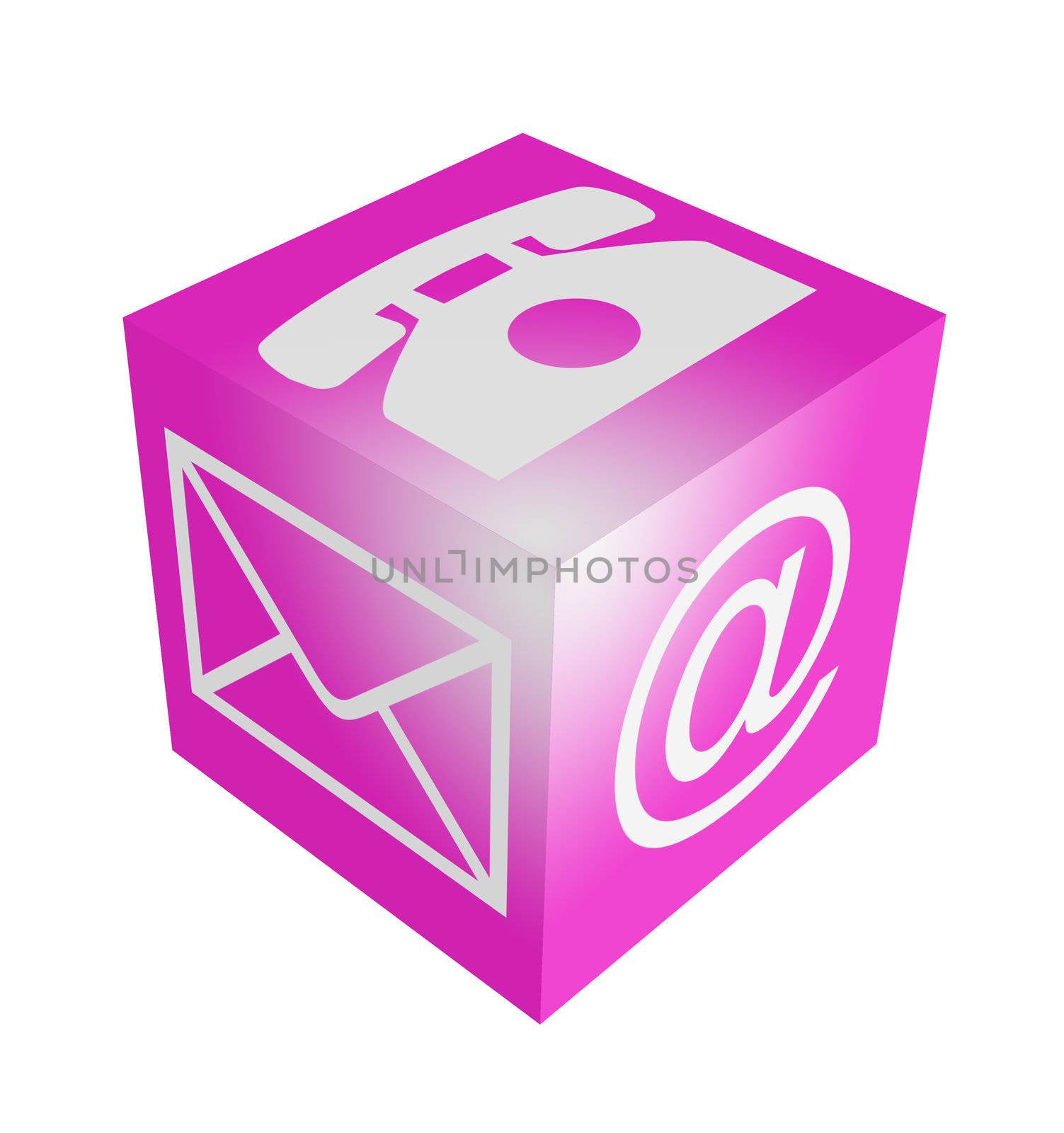3d Contact cube icon isolated on white background