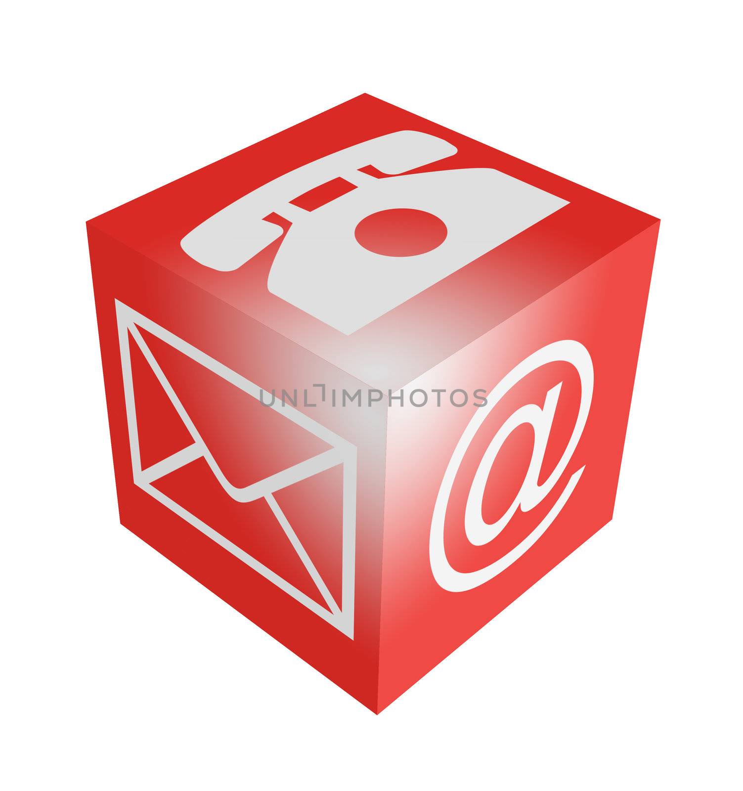 3d Contact cube icon isolated on white background