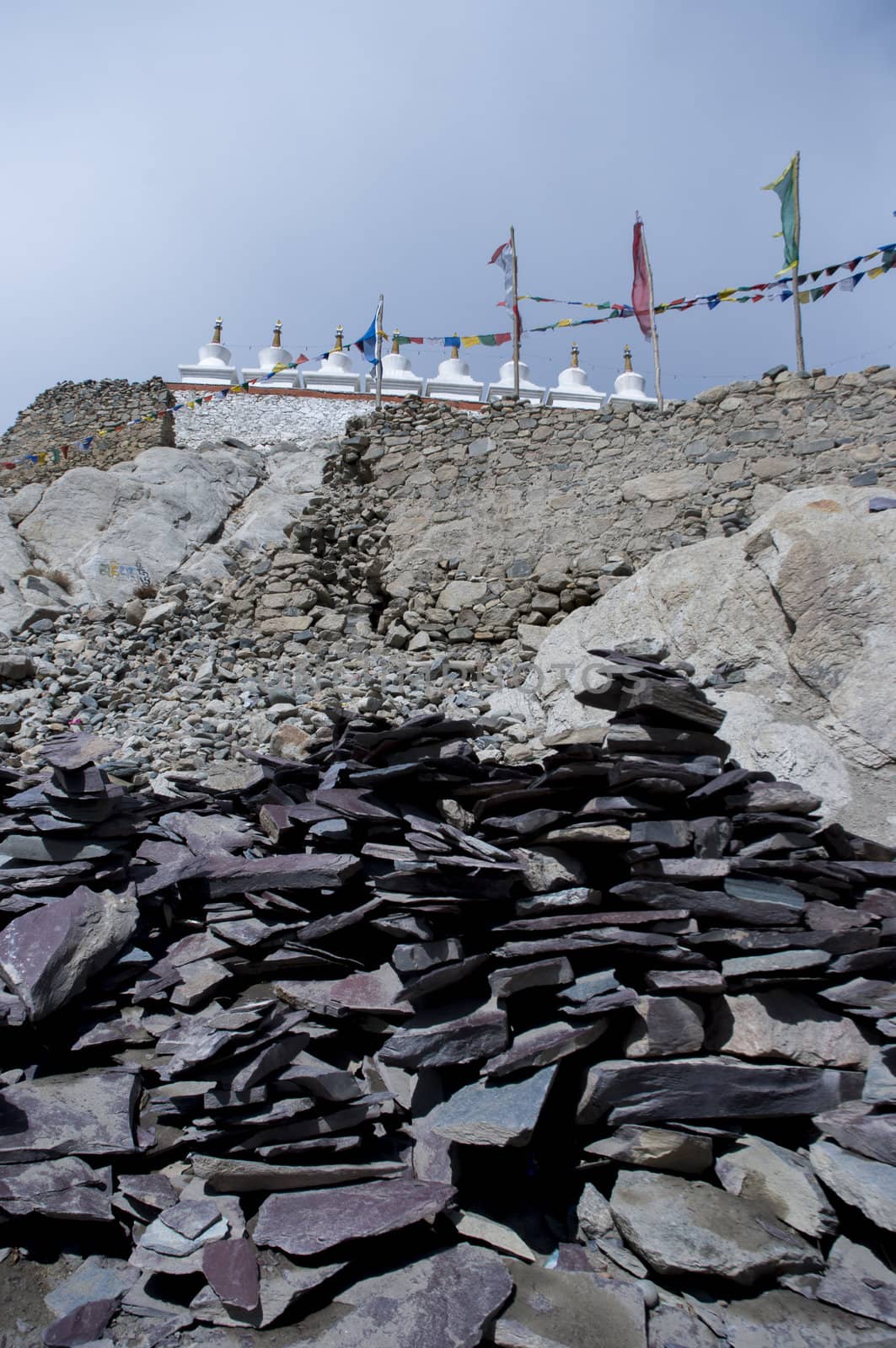 the stupas at Shey palace, Leh, India