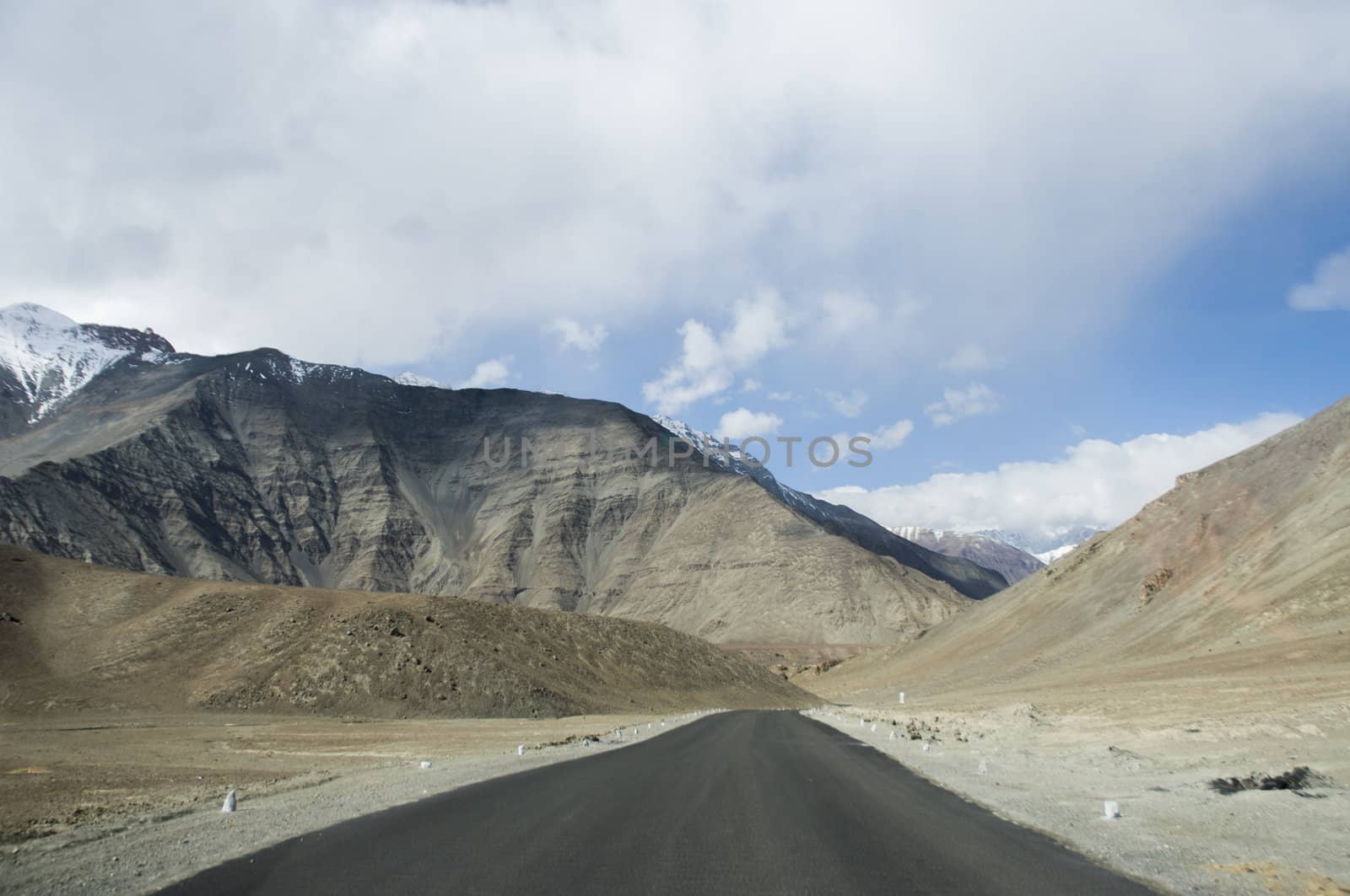 a road among mountains to Nubra valley, Leh, India