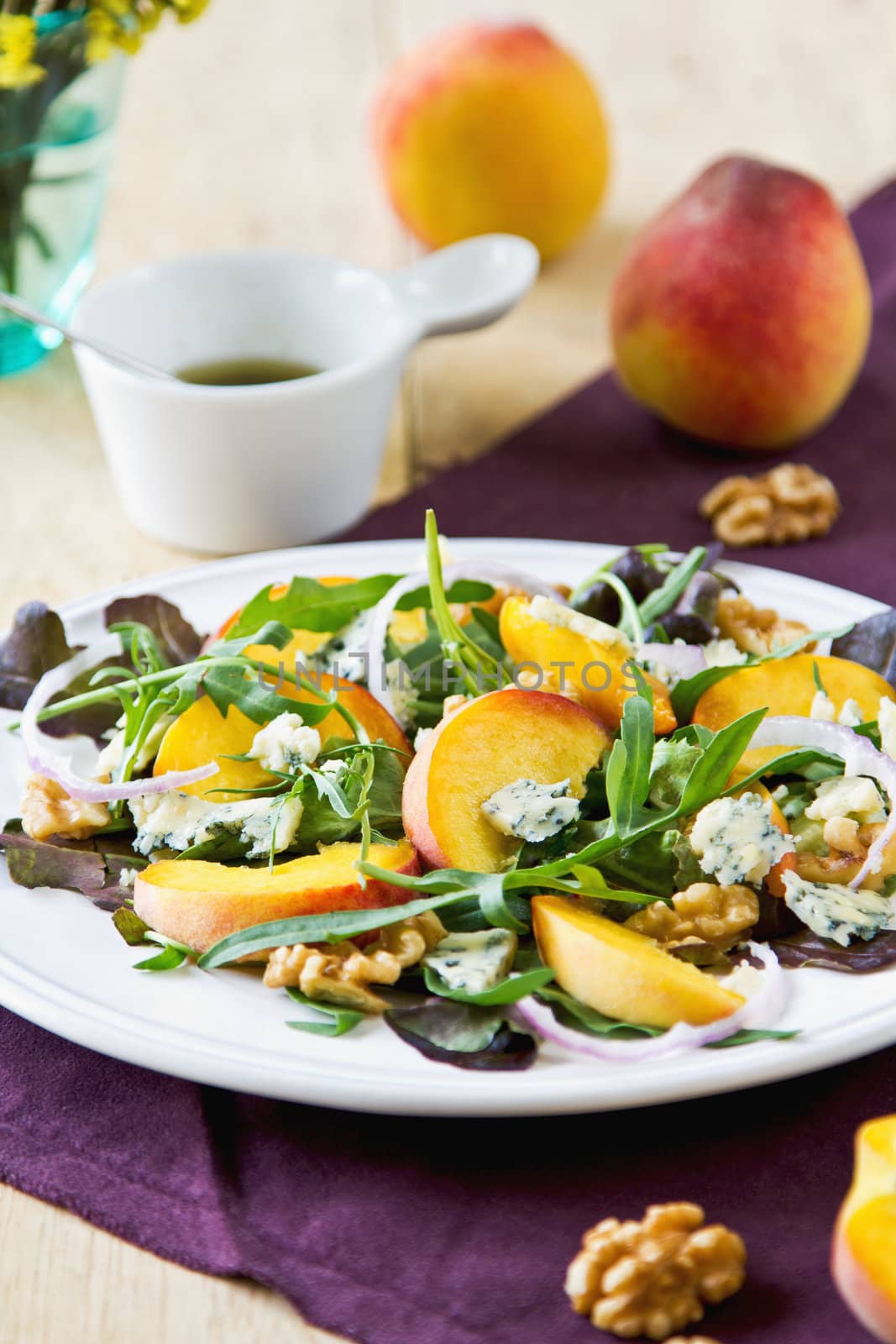 Peach with Blue cheese and Rocket salad by vanillaechoes