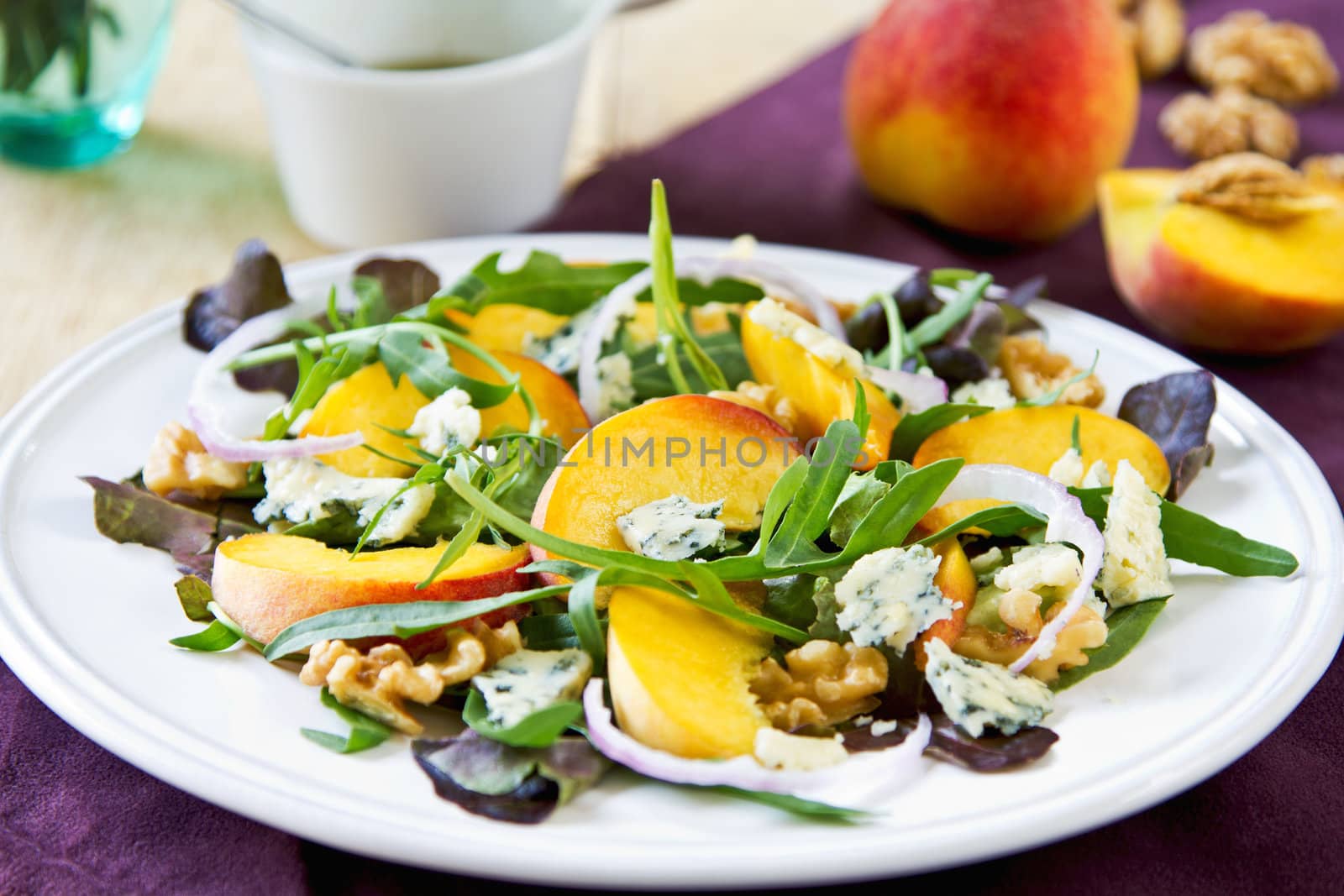 Peach with Blue cheese and Rocket salad by vanillaechoes