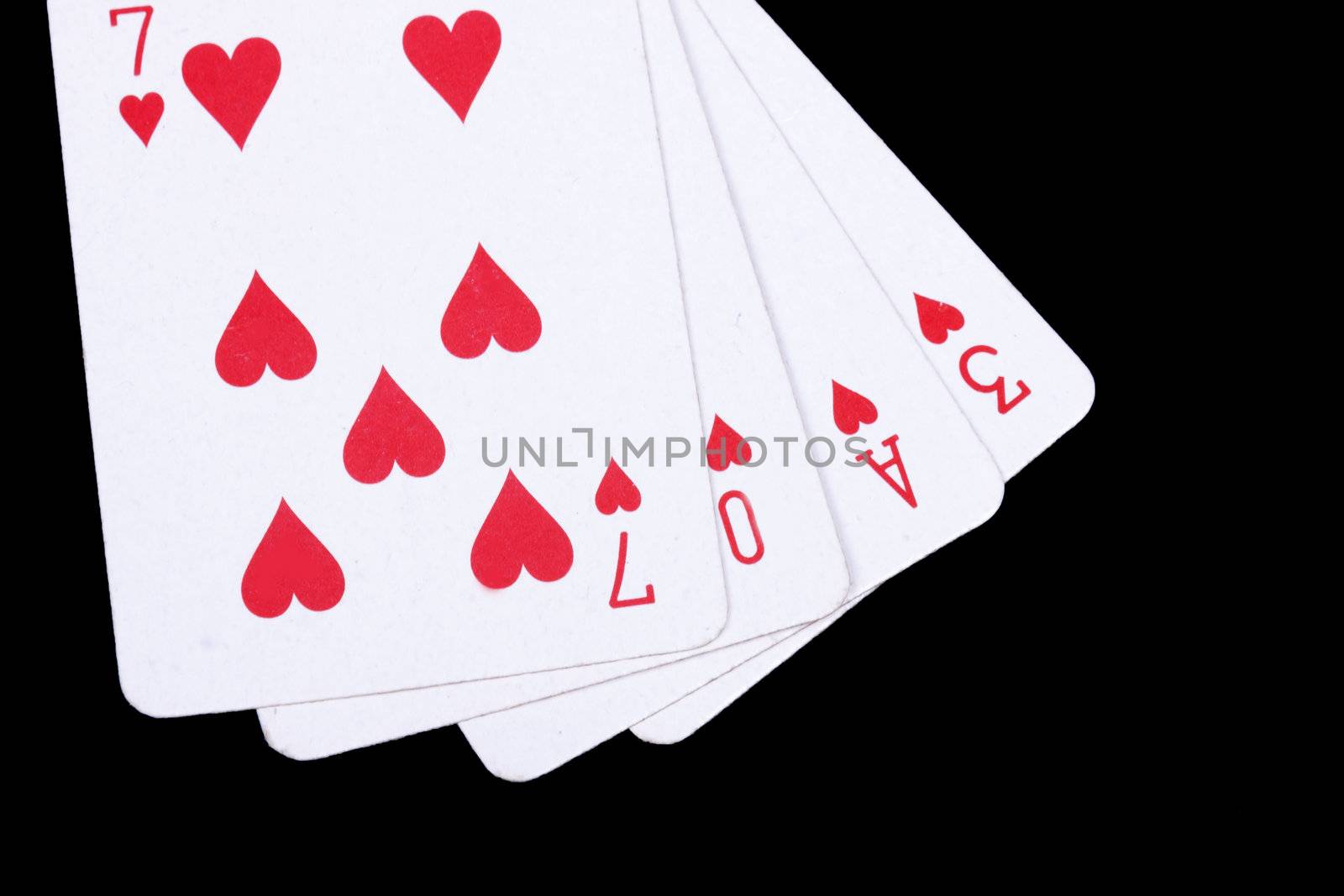 love playing cards isolated on a black background,