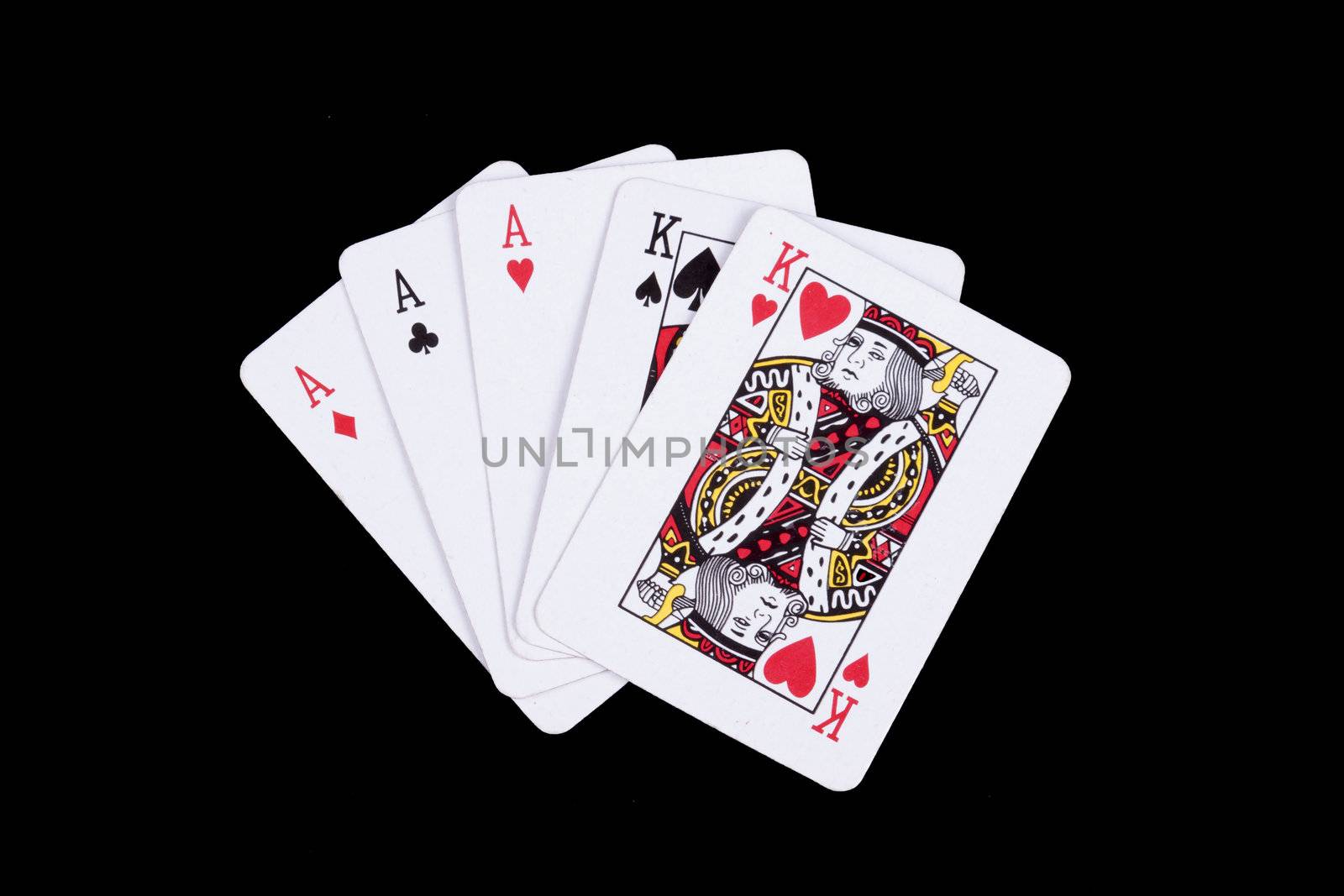 playing cards isolated on a black background, 