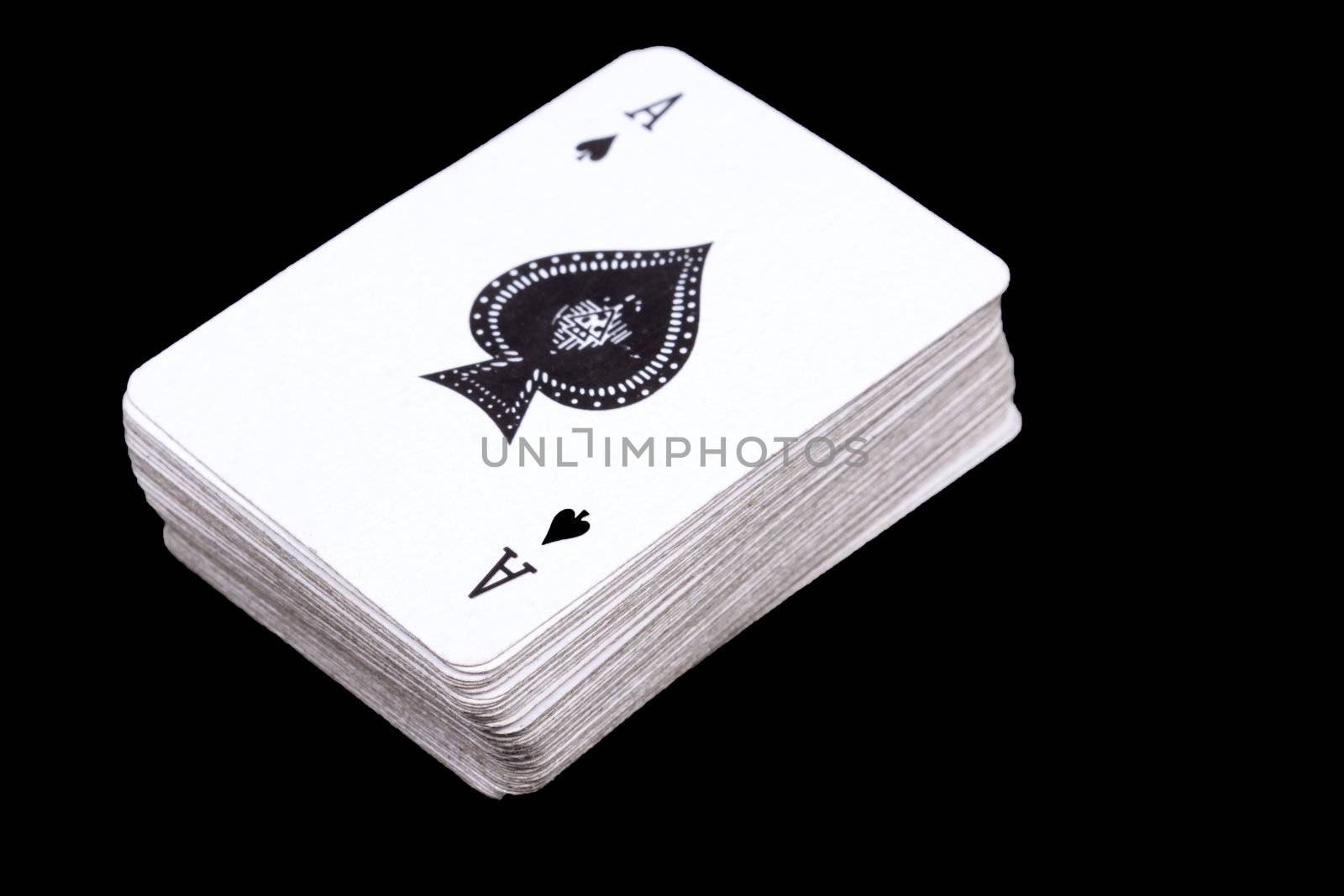 playing cards isolated on a black background,